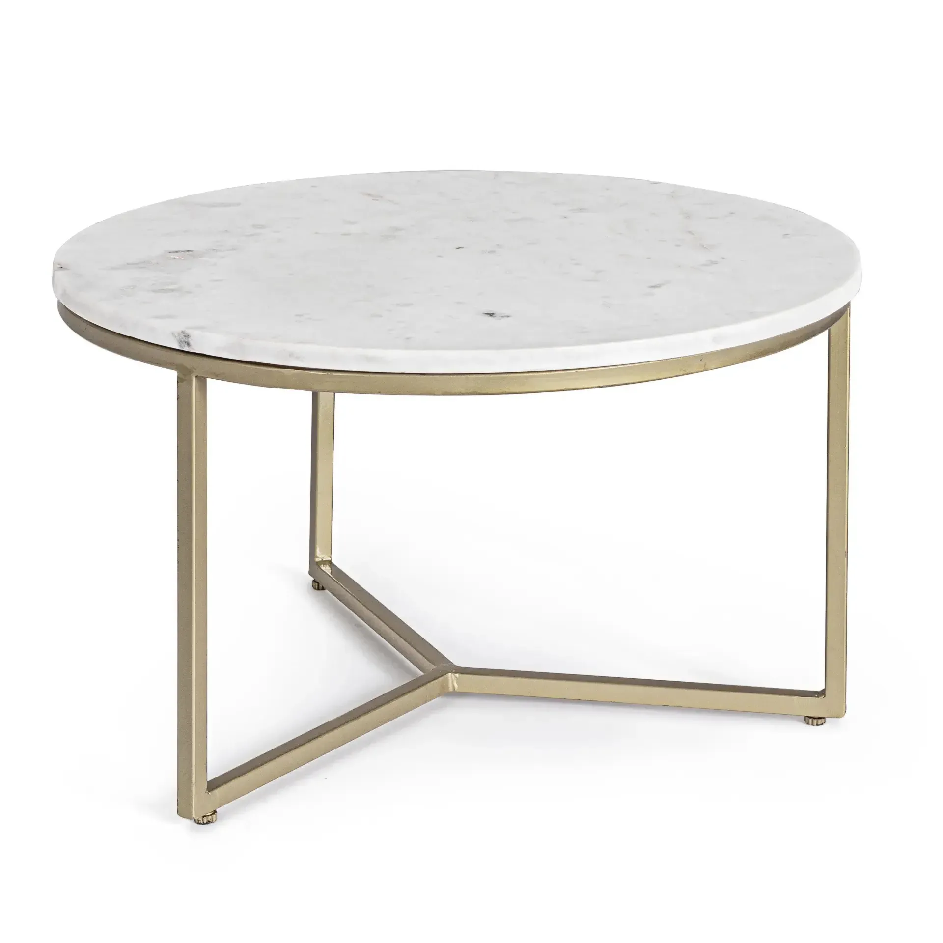 Stolik kawowy PHOENIX Bizzotto biały marmur + stal Ø57.5x35