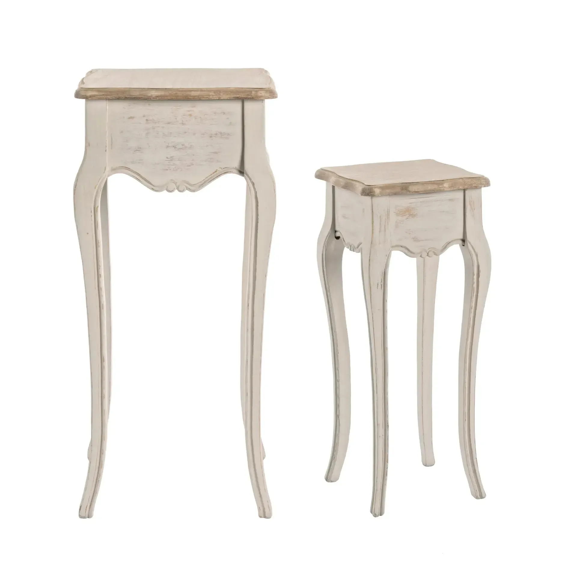 Zestaw stolików kawowych CLARISSE Bizzotto beżowy płyta MDF + drewno 26x26x62 | 36x36x79