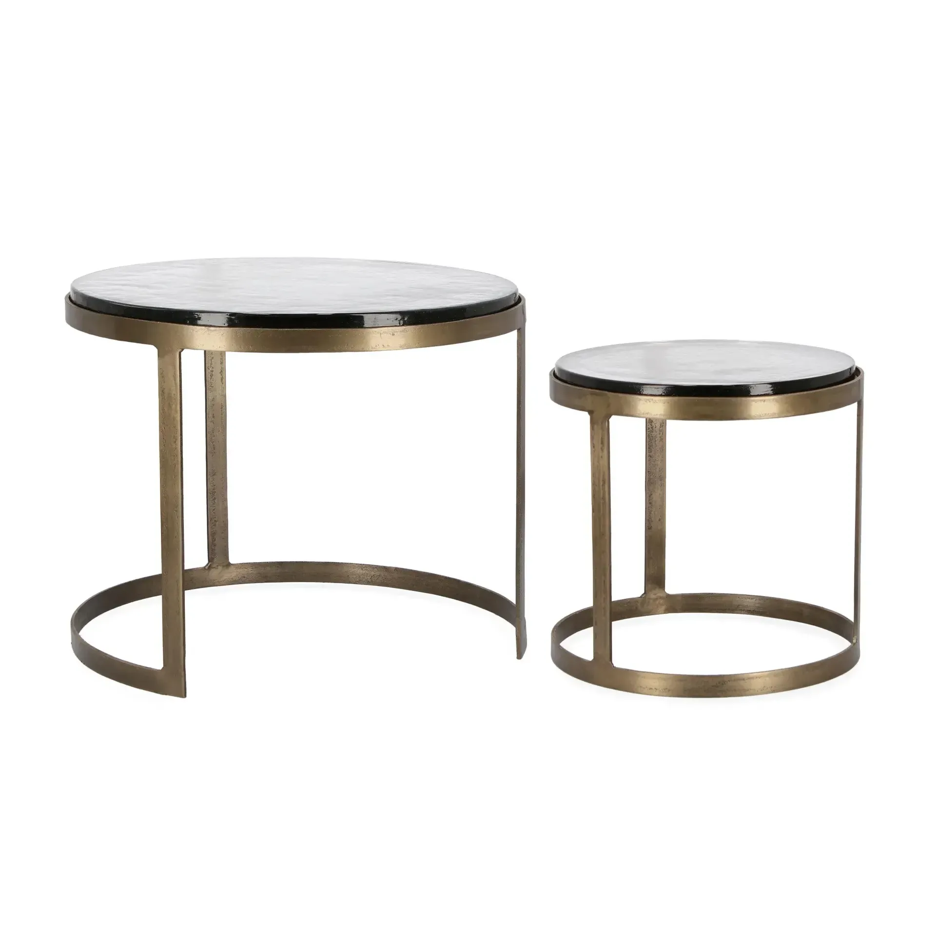 Zestaw stolików kawowych ZAYLA Bizzotto biały szkło + stal Ø38x35 | Ø54x42