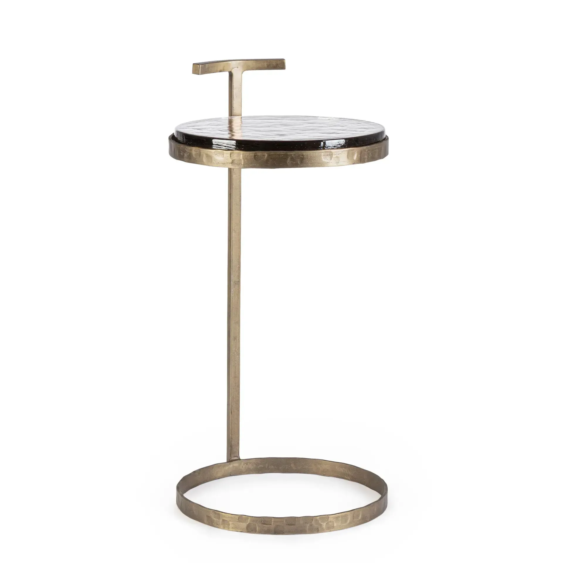 Stolik kawowy ZAYLA Bizzotto mosiężny szkło + stal Ø31x64