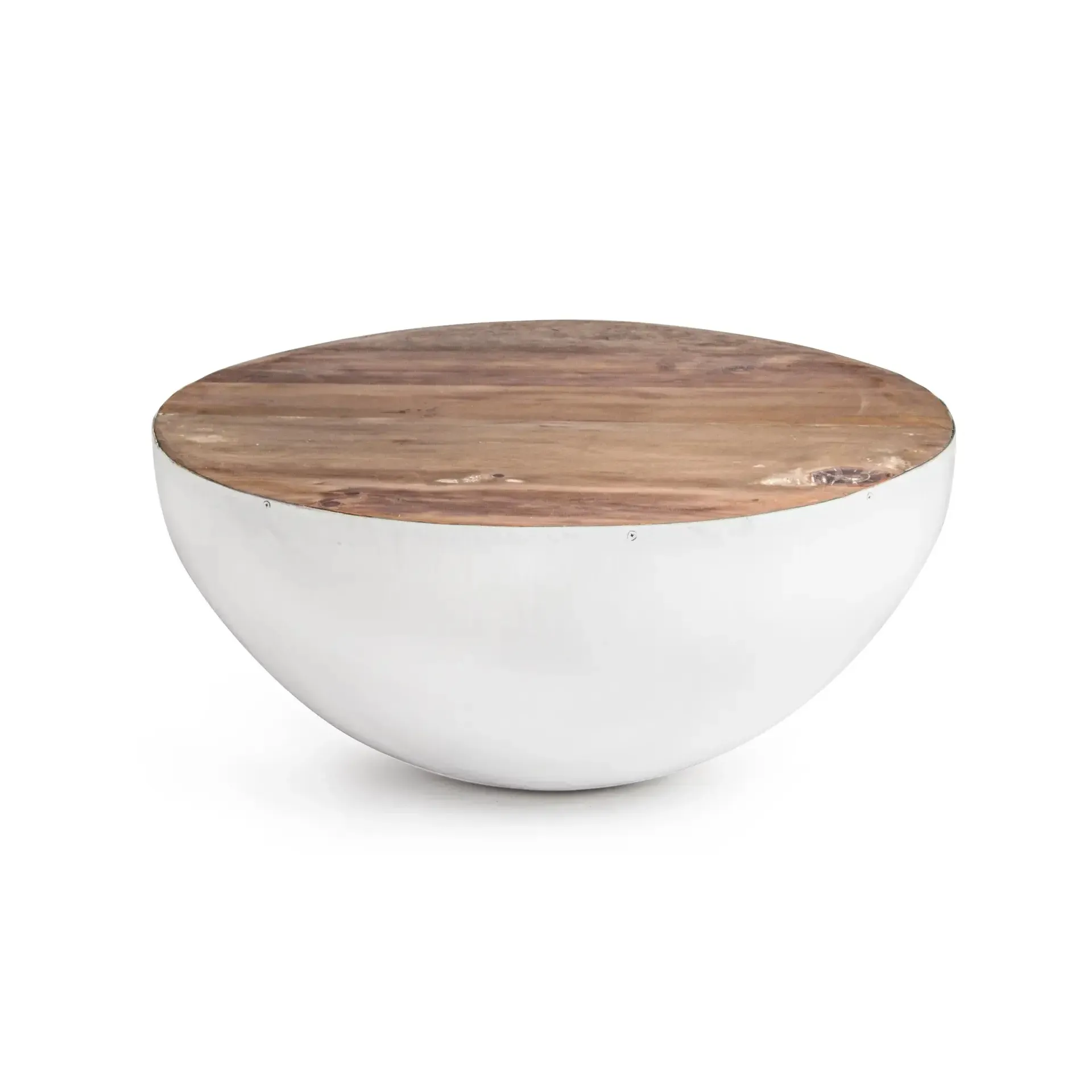 Stolik kawowy LANCASTER Bizzotto biały drewno + stal Ø70x32