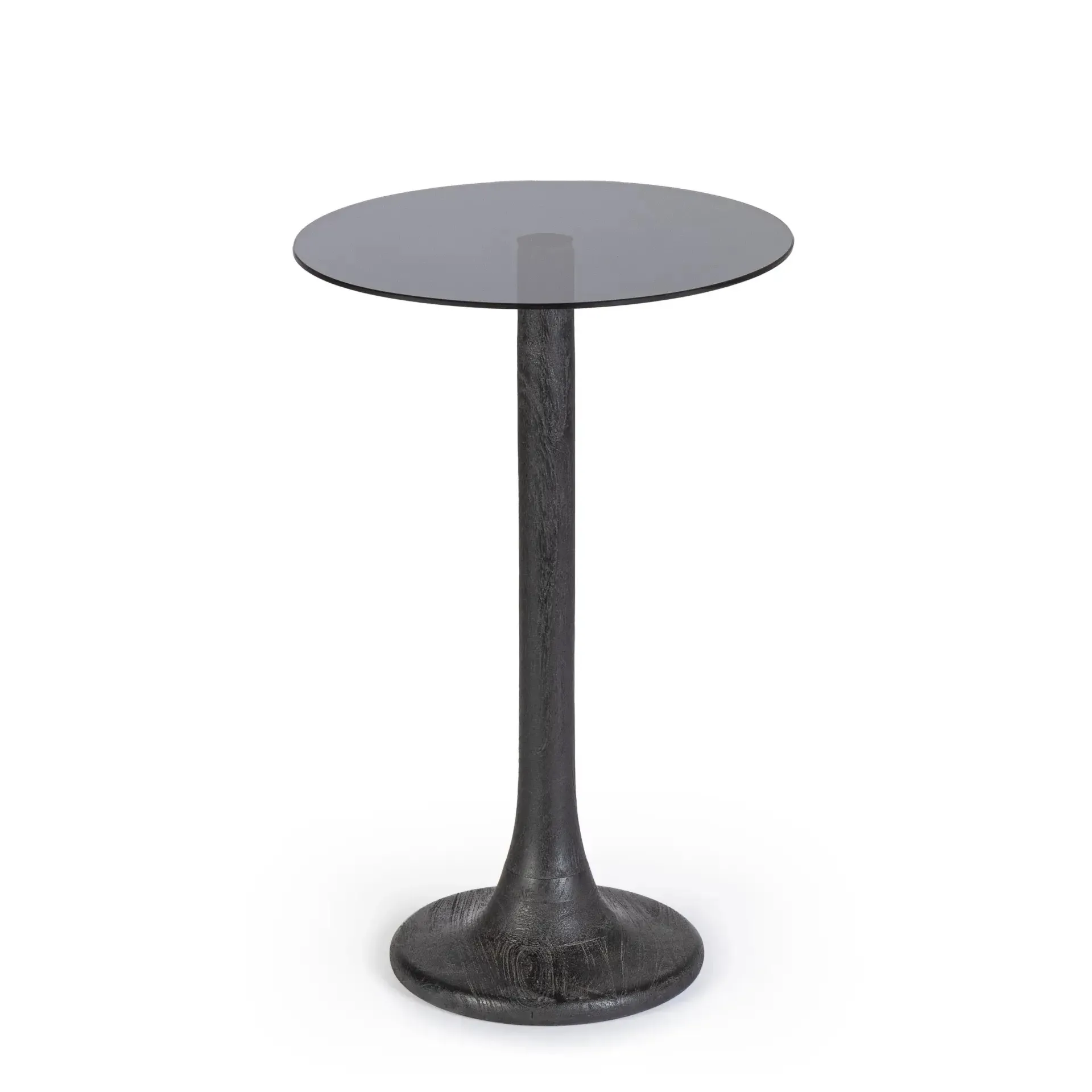 Stolik kawowy ABERDEEN Bizzotto czarny szkło + drewno Ø35x55