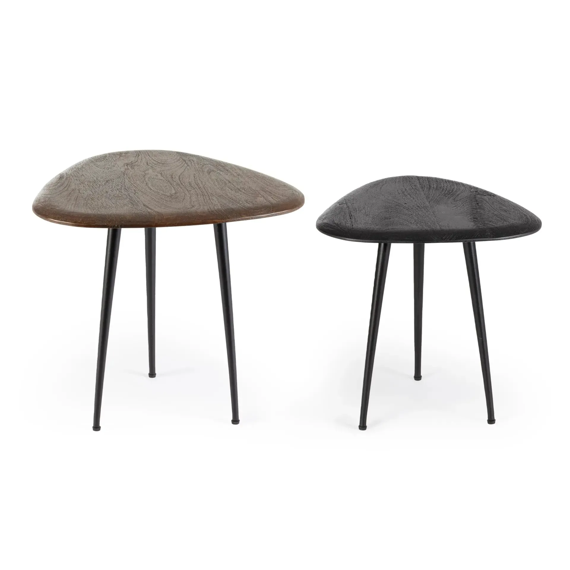 Zestaw stolików kawowych MAYO Bizzotto brązowy | czarny drewno + stal 50x50x50 | 40x40x40