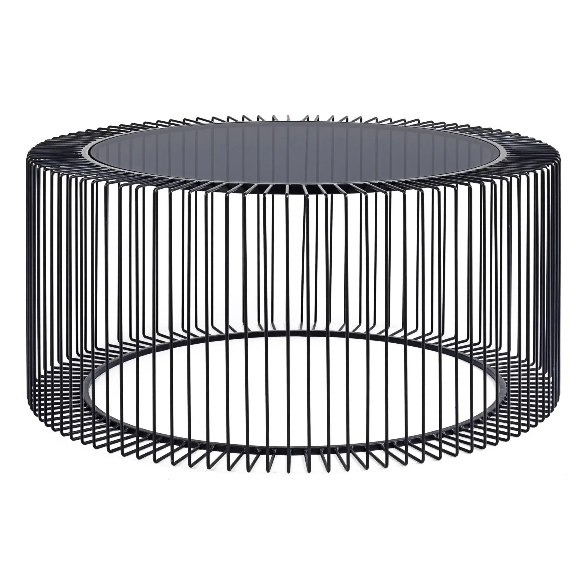 Stolik kawowy KIERAN Bizzotto czarny szkło + stal Ø80x38