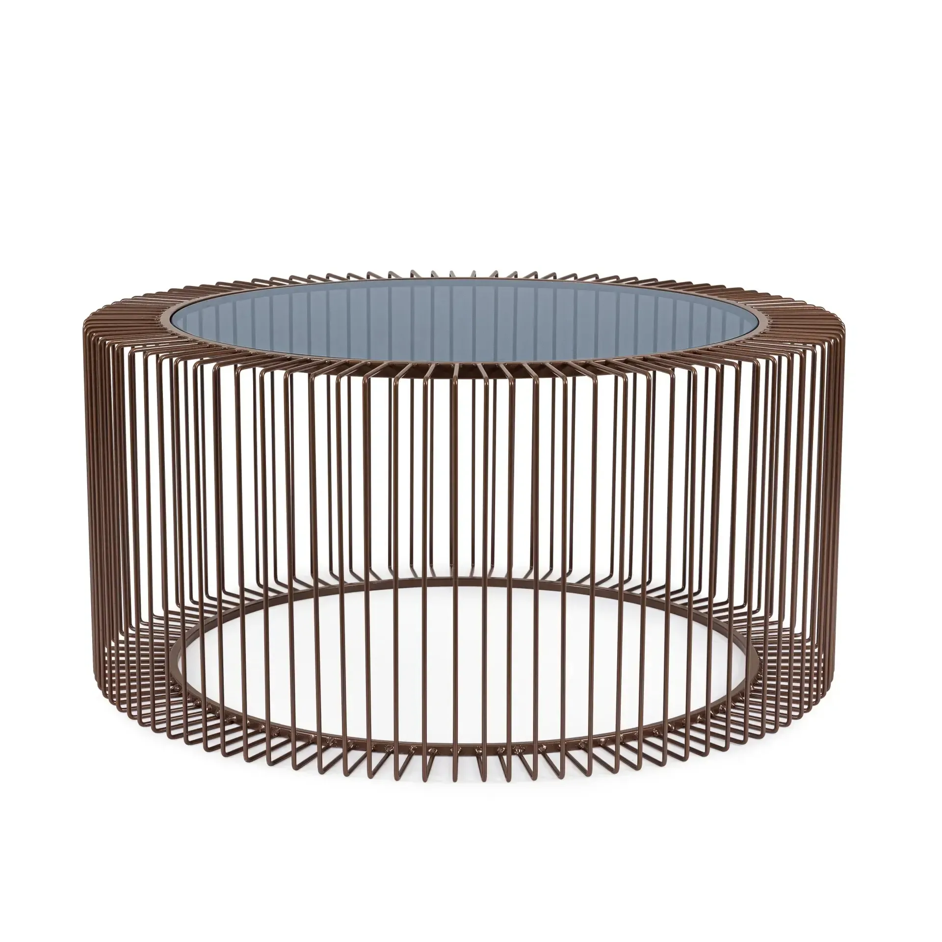 Stolik kawowy KIERAN Bizzotto brązowy szkło + stal Ø80x38