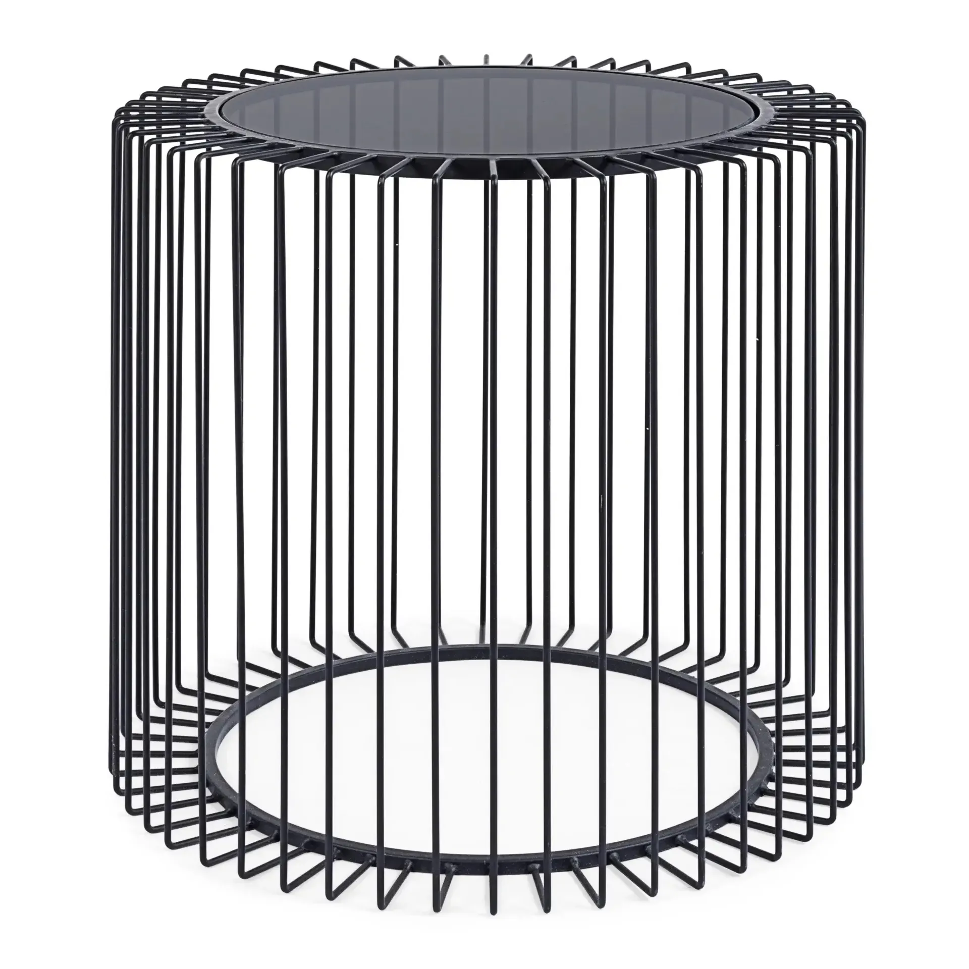 Stolik kawowy KIERAN Bizzotto czarny szkło + stal Ø50x48