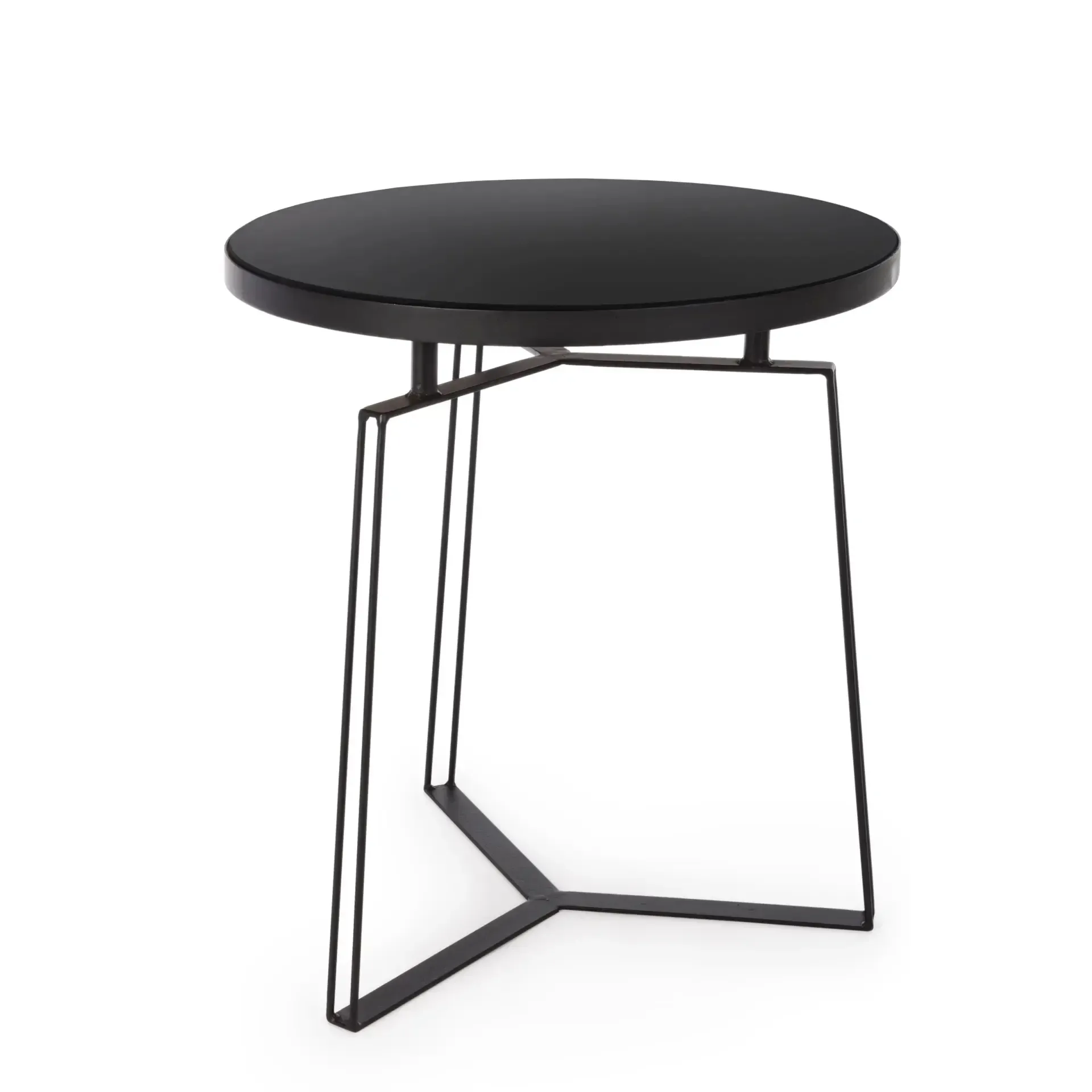 Stolik kawowy ZAIRA Bizzotto czarny szkło + stal Ø50x55