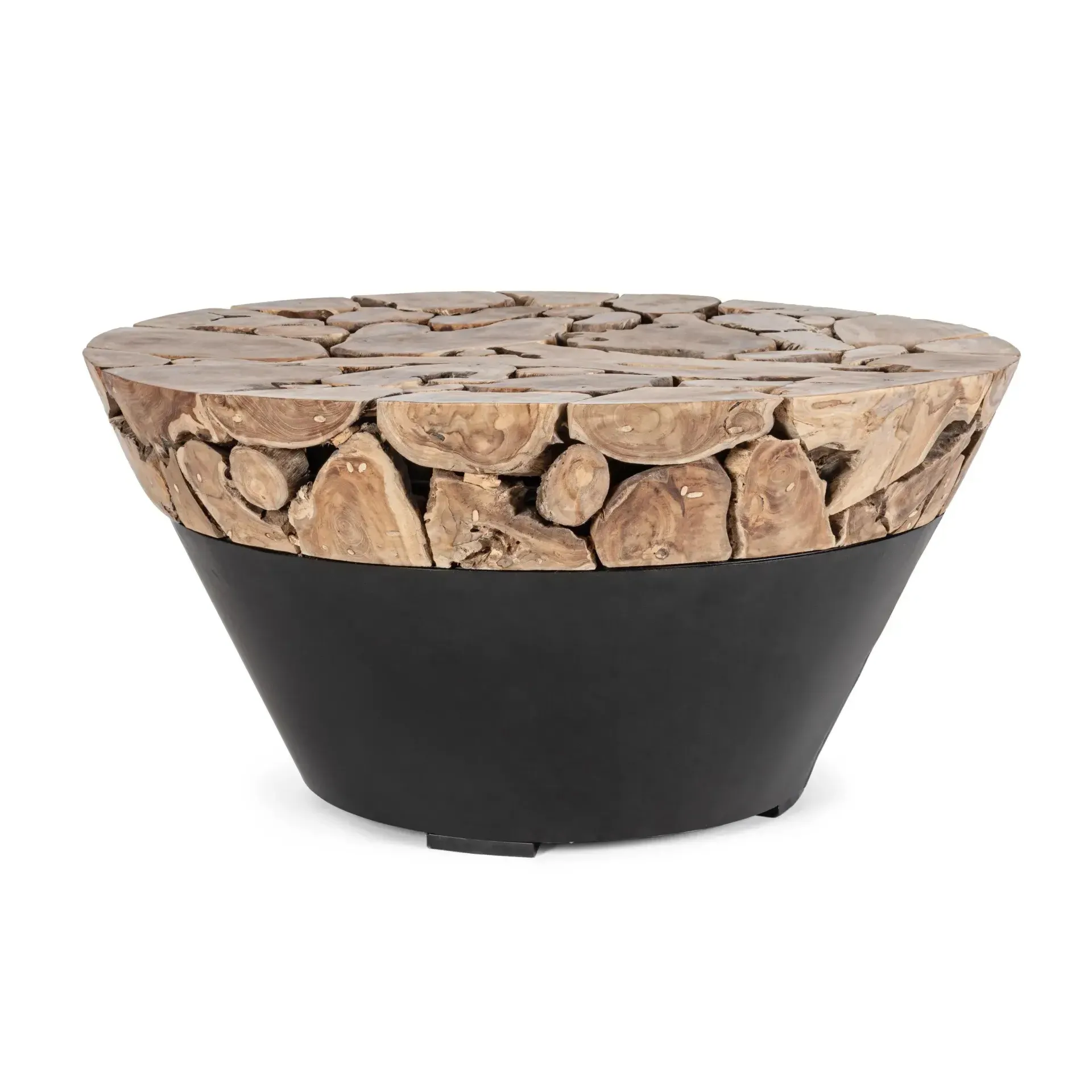 Stolik kawowy GRENADA Bizzotto czarny drewno + stal Ø90x45