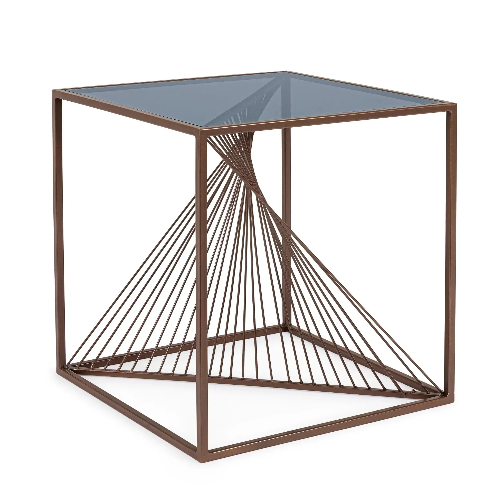 Stolik kawowy ESPIRAL Bizzotto brązowy szkło + stal 48x48x51