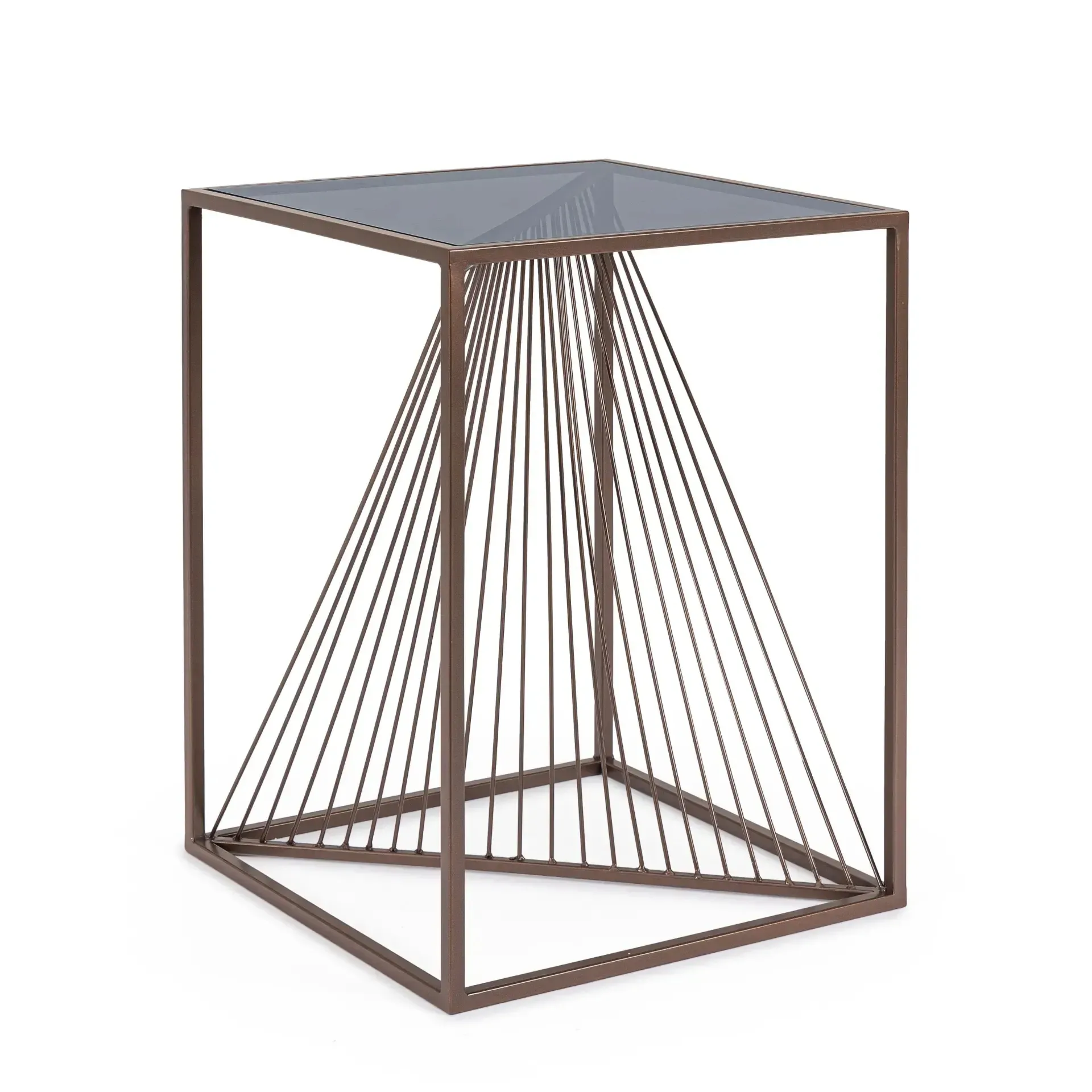 Stolik kawowy ESPIRAL Bizzotto brązowy szkło + stal 40x40x56