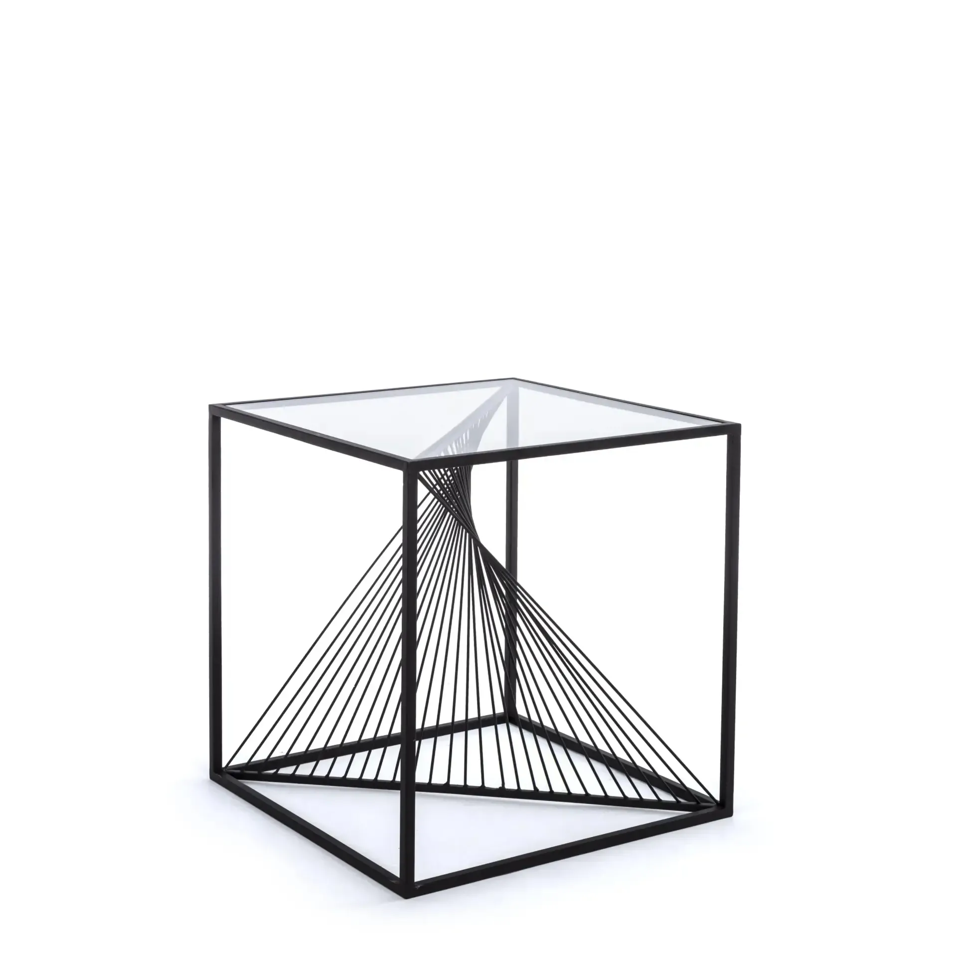 Stolik kawowy ESPIRAL Bizzotto czarny szkło + stal 48x48x51