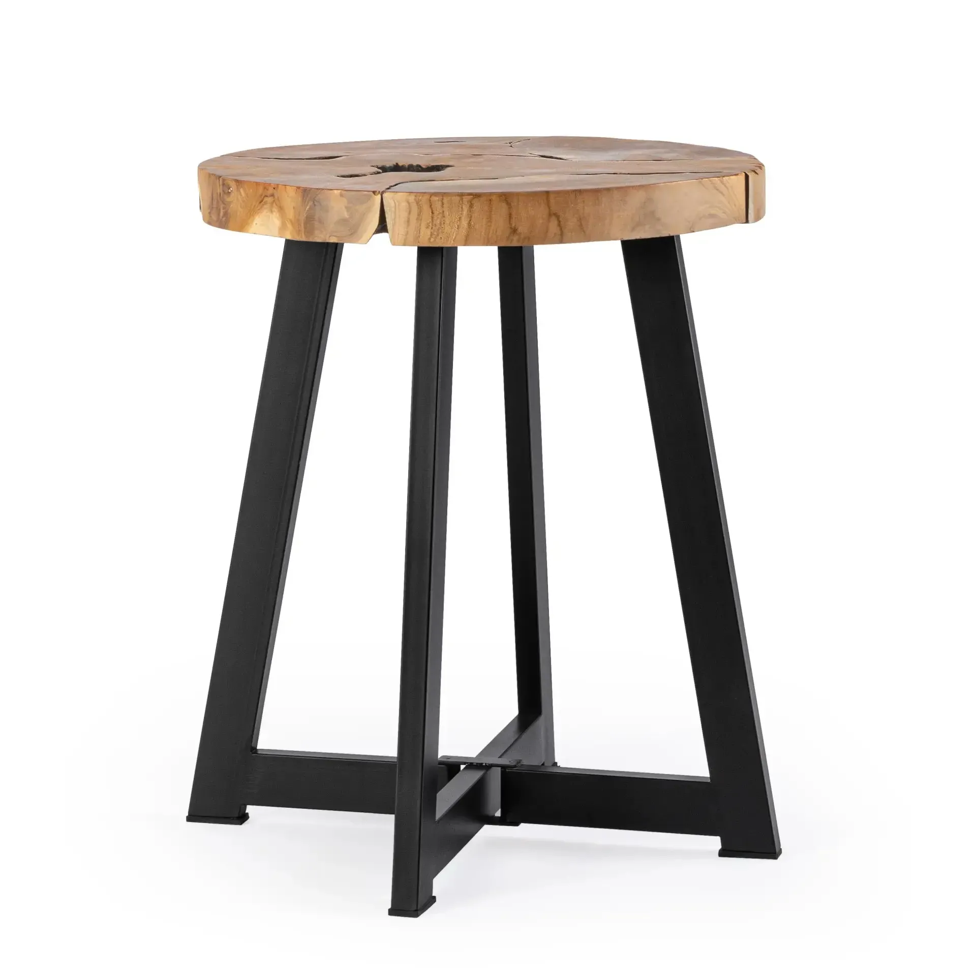 Stolik kawowy ELWOOD Bizzotto czarny drewno + stal Ø40x45