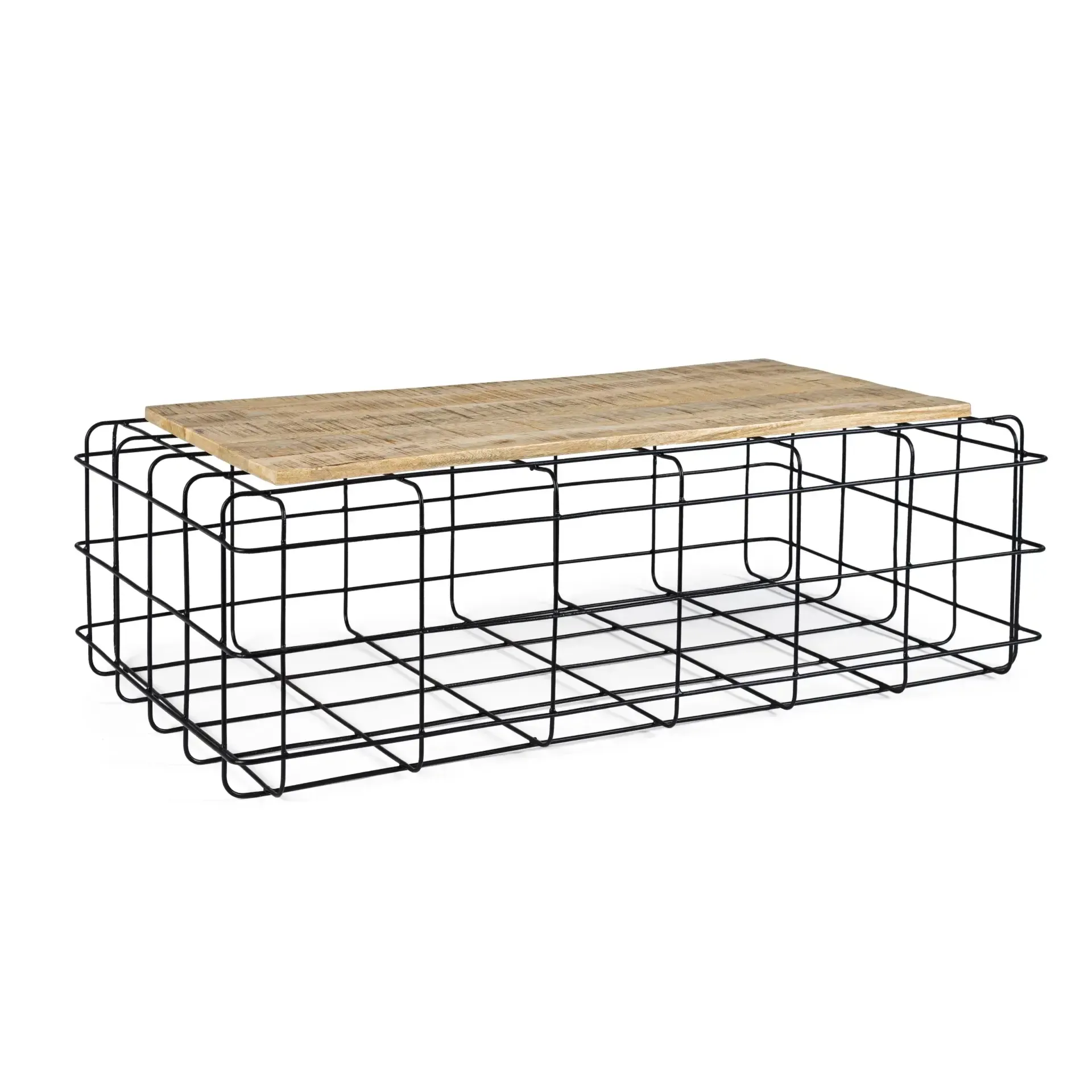 Stolik kawowy TRELLIS Bizzotto czarny drewno + stal 110x65x35
