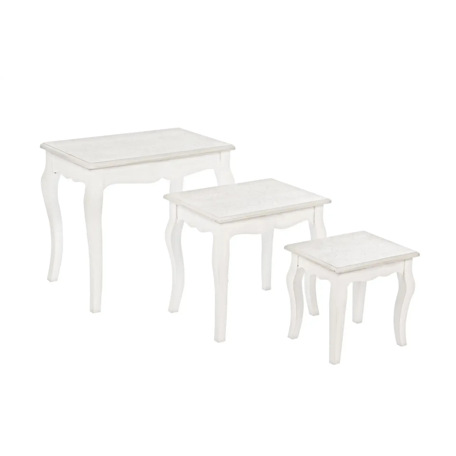 Zestaw stolików kawowych CLORINE Bizzotto biały MDF 30x24x29 | 41x30.5 | 53x35x47