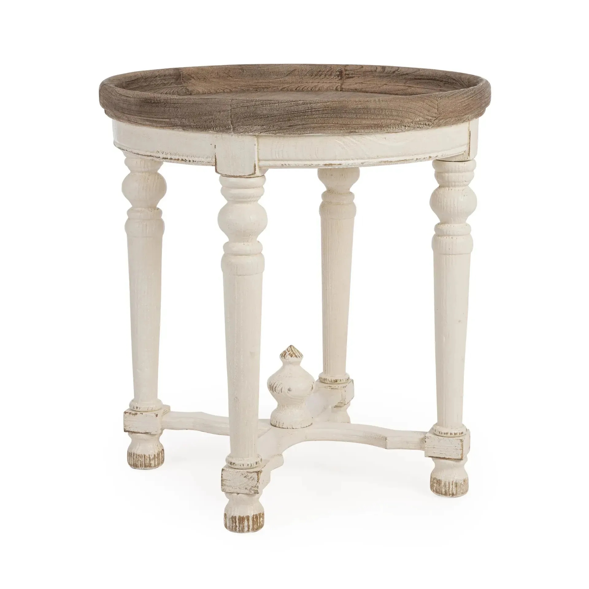 Stolik kawowy SOPHY Bizzotto biały drewniany Ø72x66