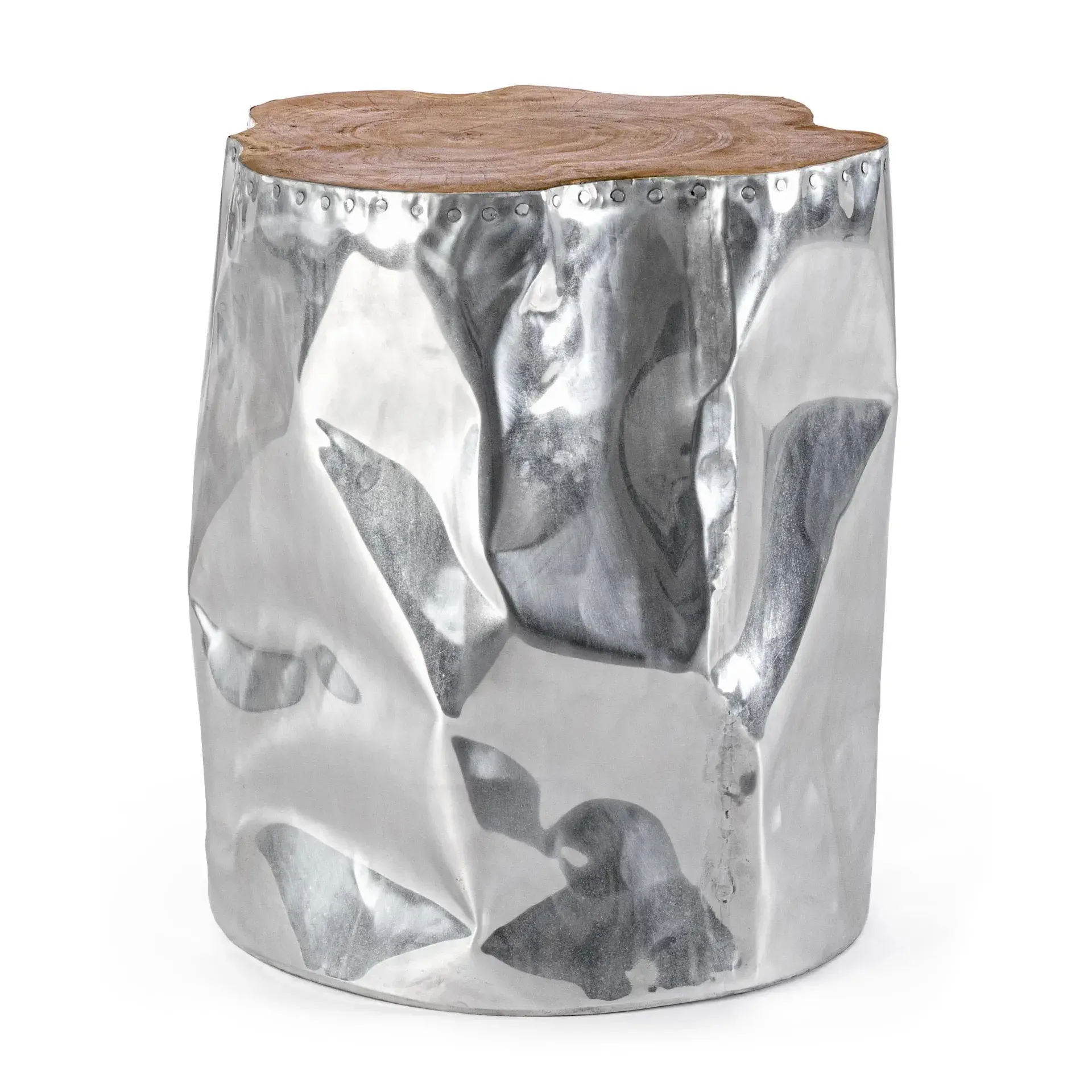 Stolik kawowy HAMMER Bizzotto srebrny drewno + aluminium 35x35x45