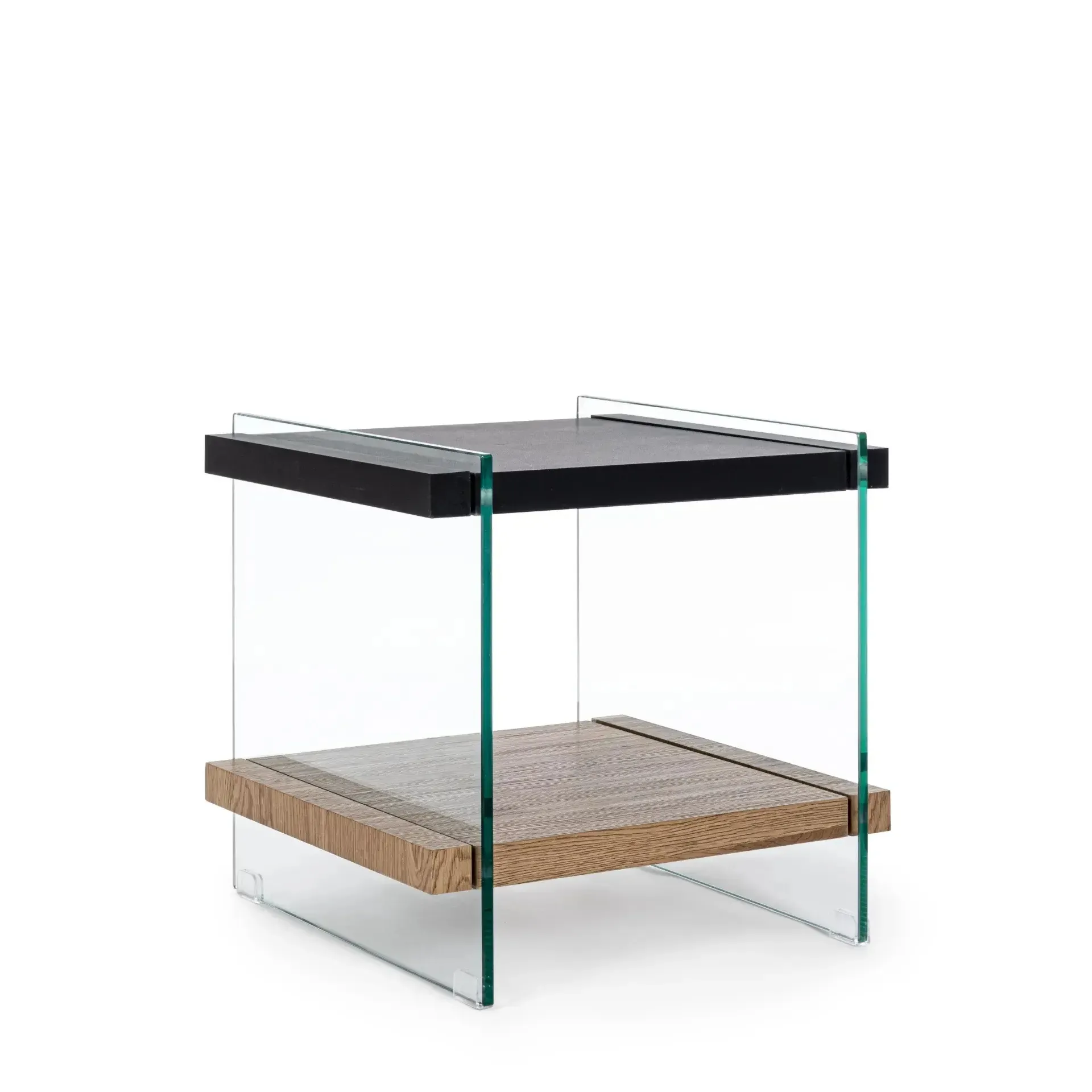 Stolik kawowy LINE Bizzotto czarny Szkło + MDF 50x50x50