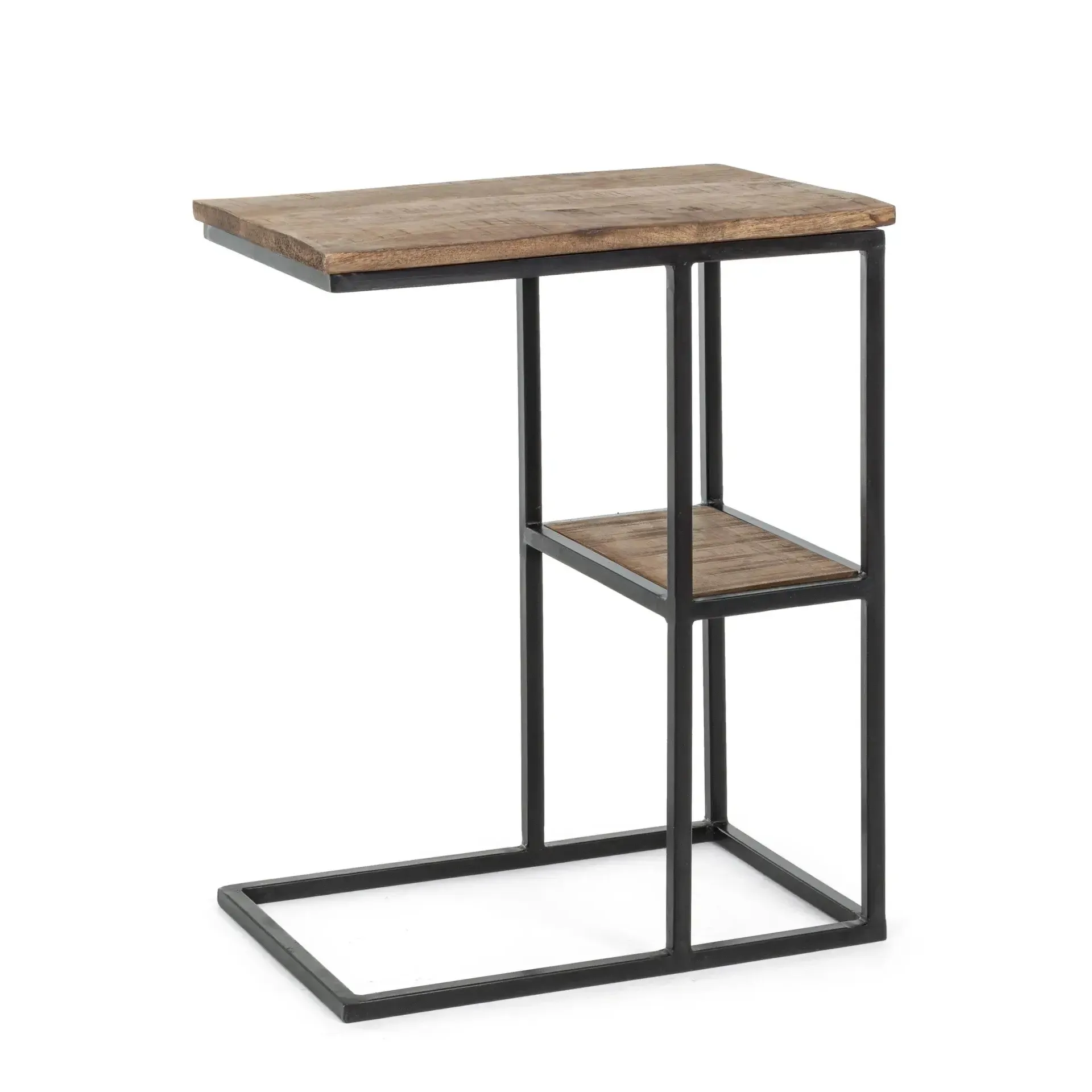 Stolik kawowy z półką WALTON Bizzotto czarny drewniany 46x31x58