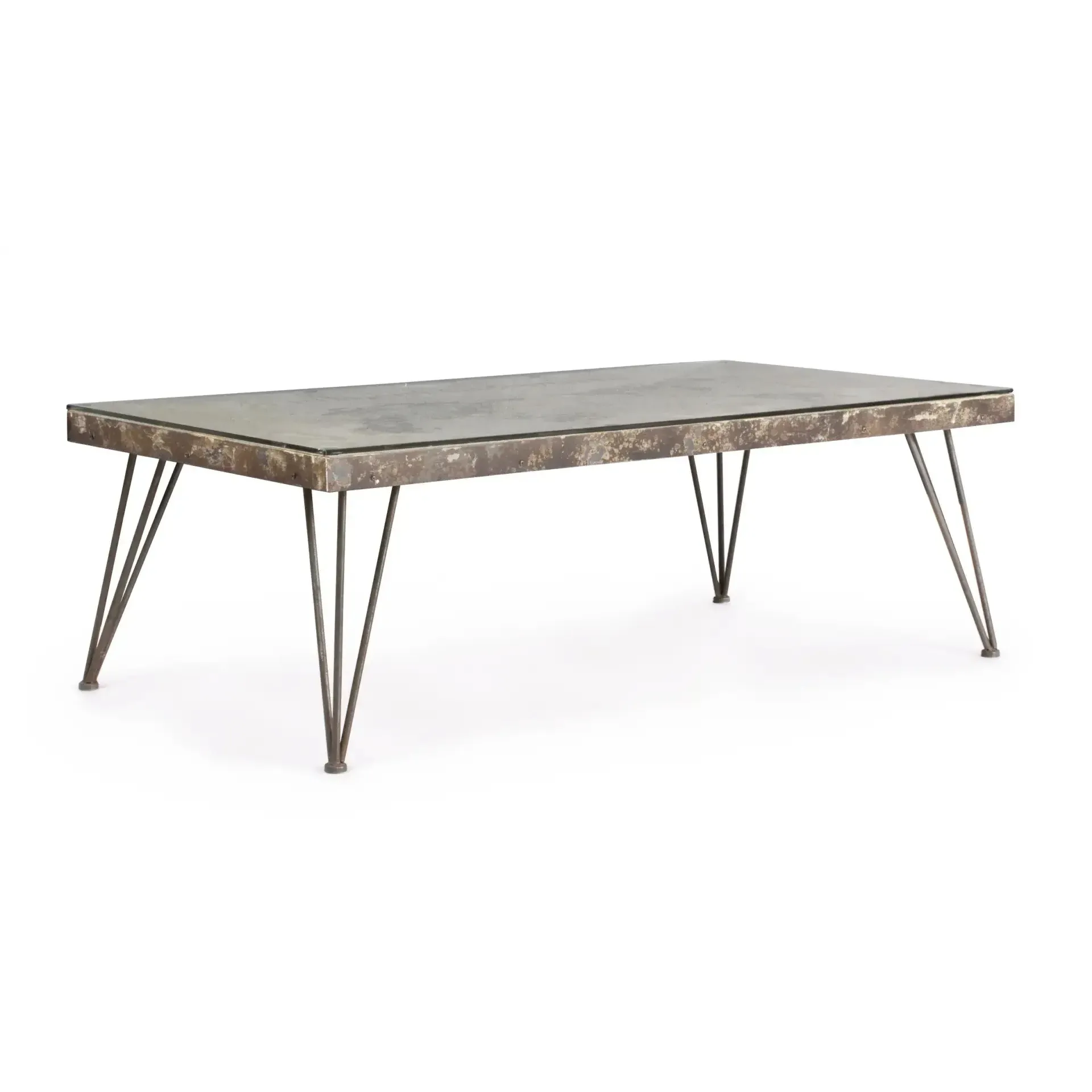 Stolik kawowy ATLANTIDE Bizzotto brązowy szkło + MDF + stal 140x75x47