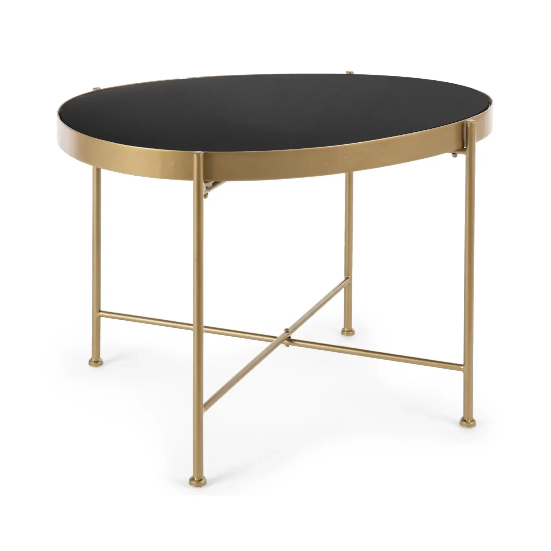 Stolik kawowy RASHIDA Bizzotto złoty szkło + stal 63x46x45