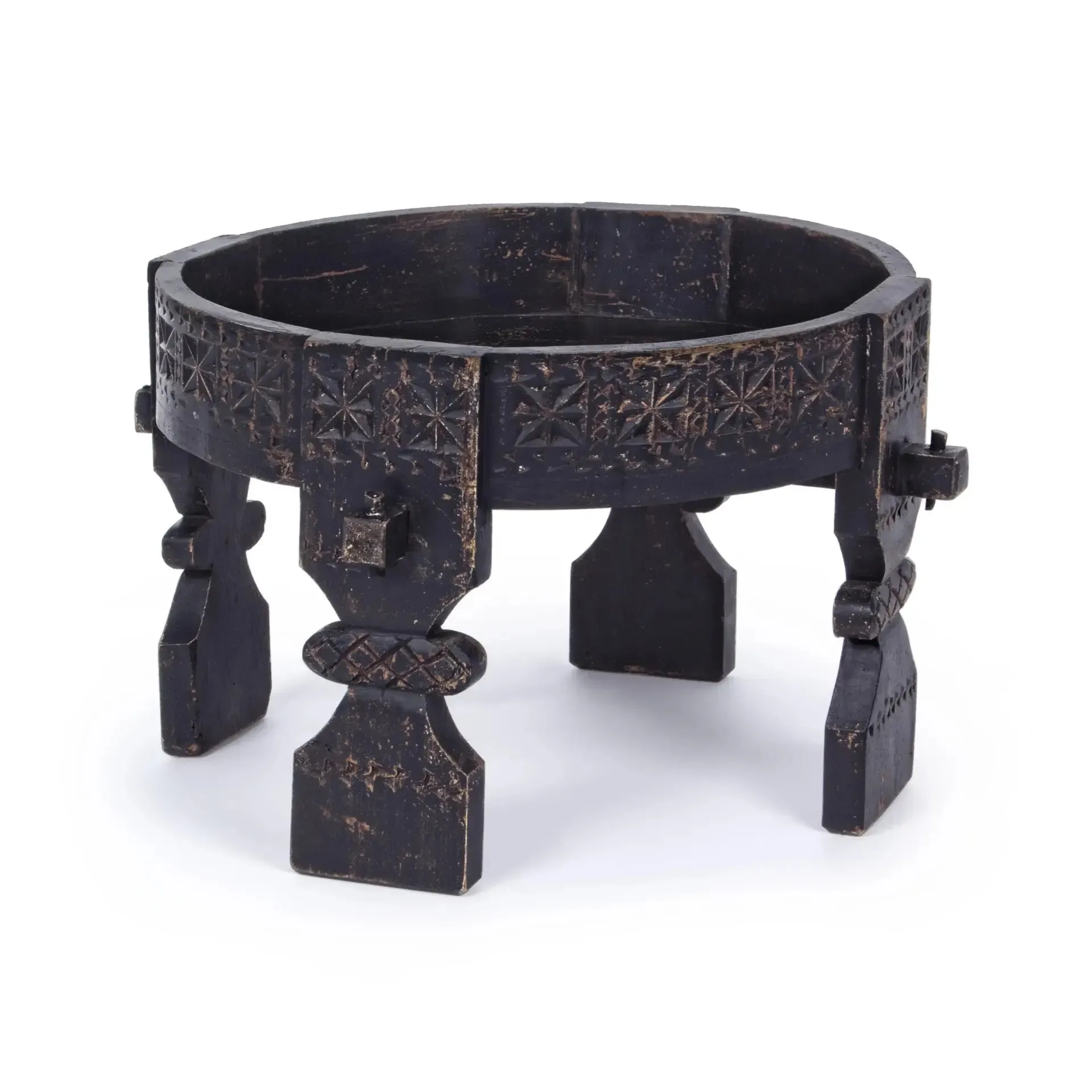 Stolik kawowy YASIR Bizzotto czarny drewniany Ø50x35