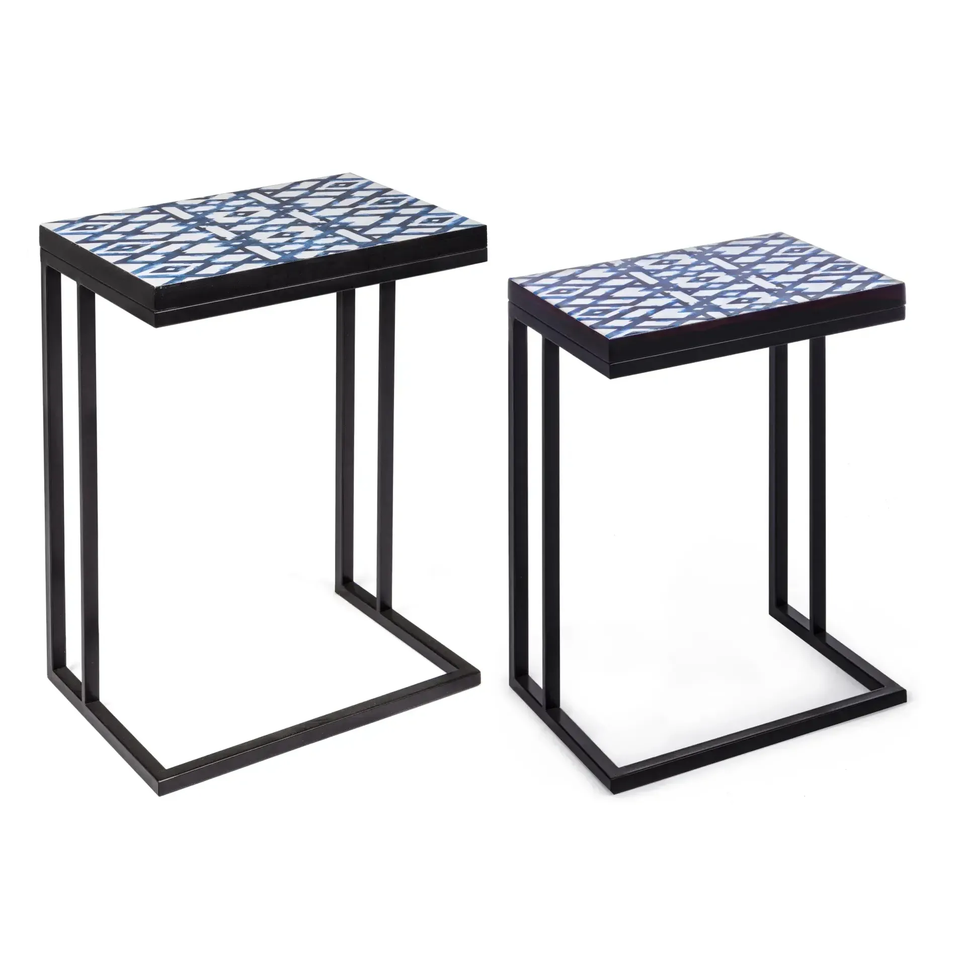 Zestaw stolików kawowych NEAPOLIS Bizzotto czarnych stal + MDF 40.5x30x56 | 45.5x33x62.5