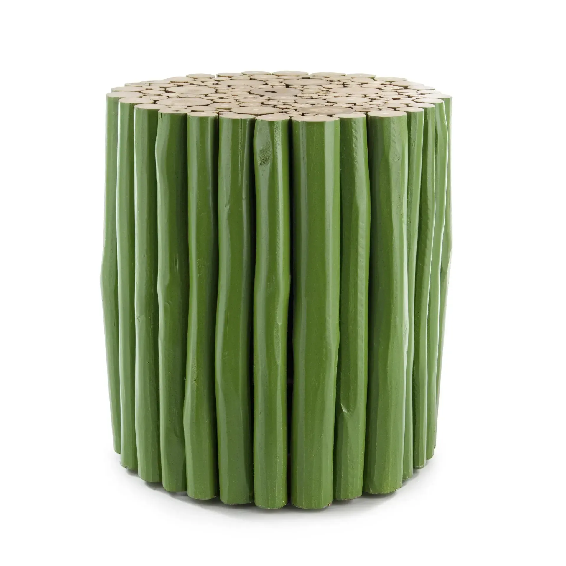 Stolik kawowy GUADALUPE Bizzotto zielony drewniany Ø38x40