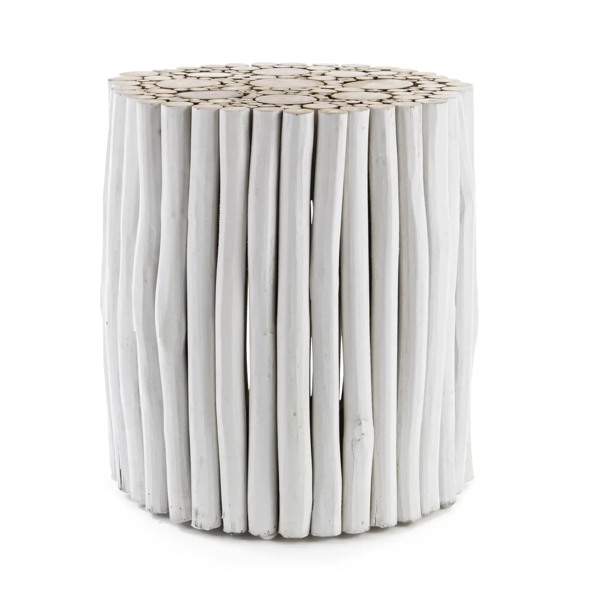 Stolik kawowy GUADALUPE Bizzotto biały drewniany Ø38x40