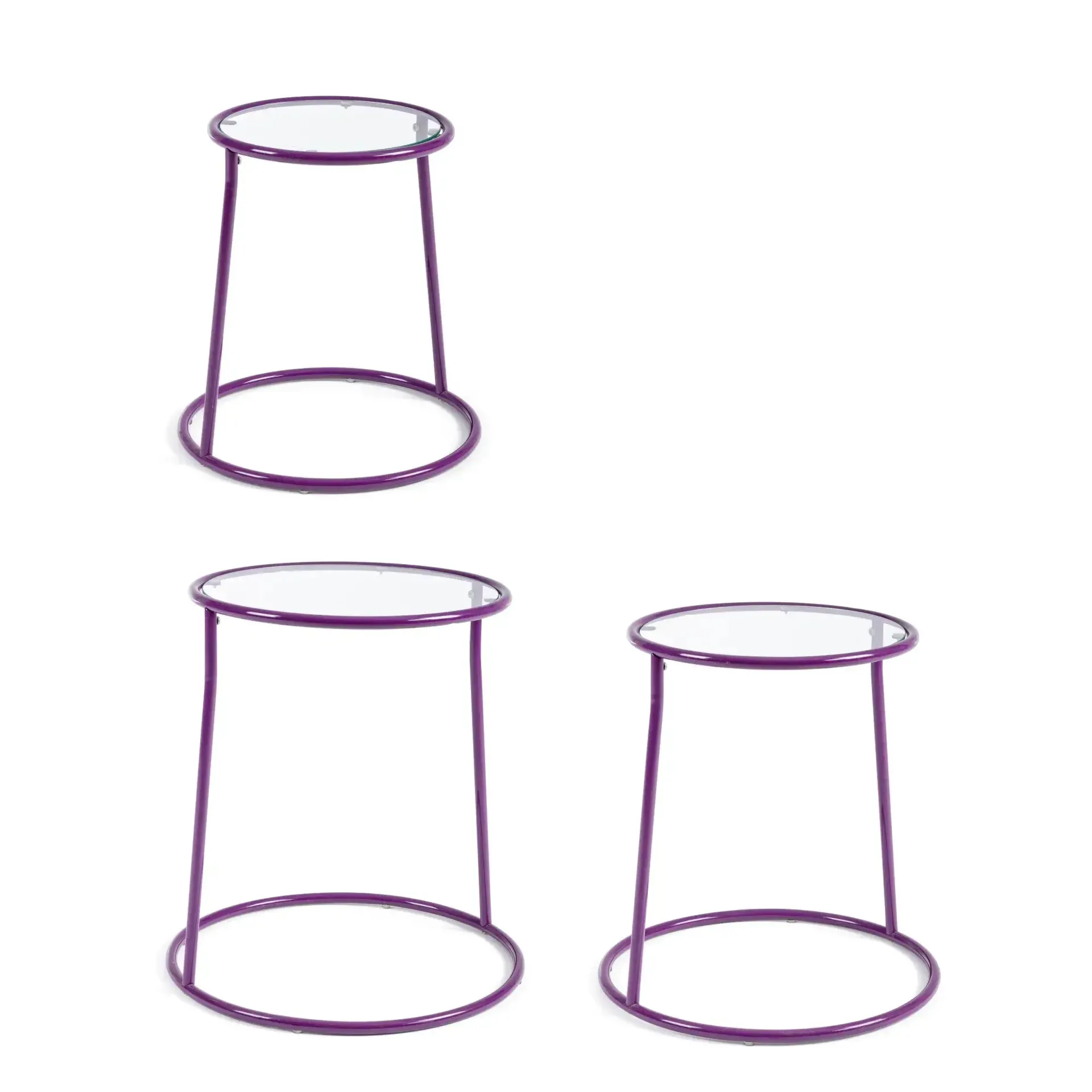 Zestaw stolików kawowych MAGIA Bizzotto przezroczysty Szkło + stal Ø48,5x52 | Ø44x48 | Ø40x42,5