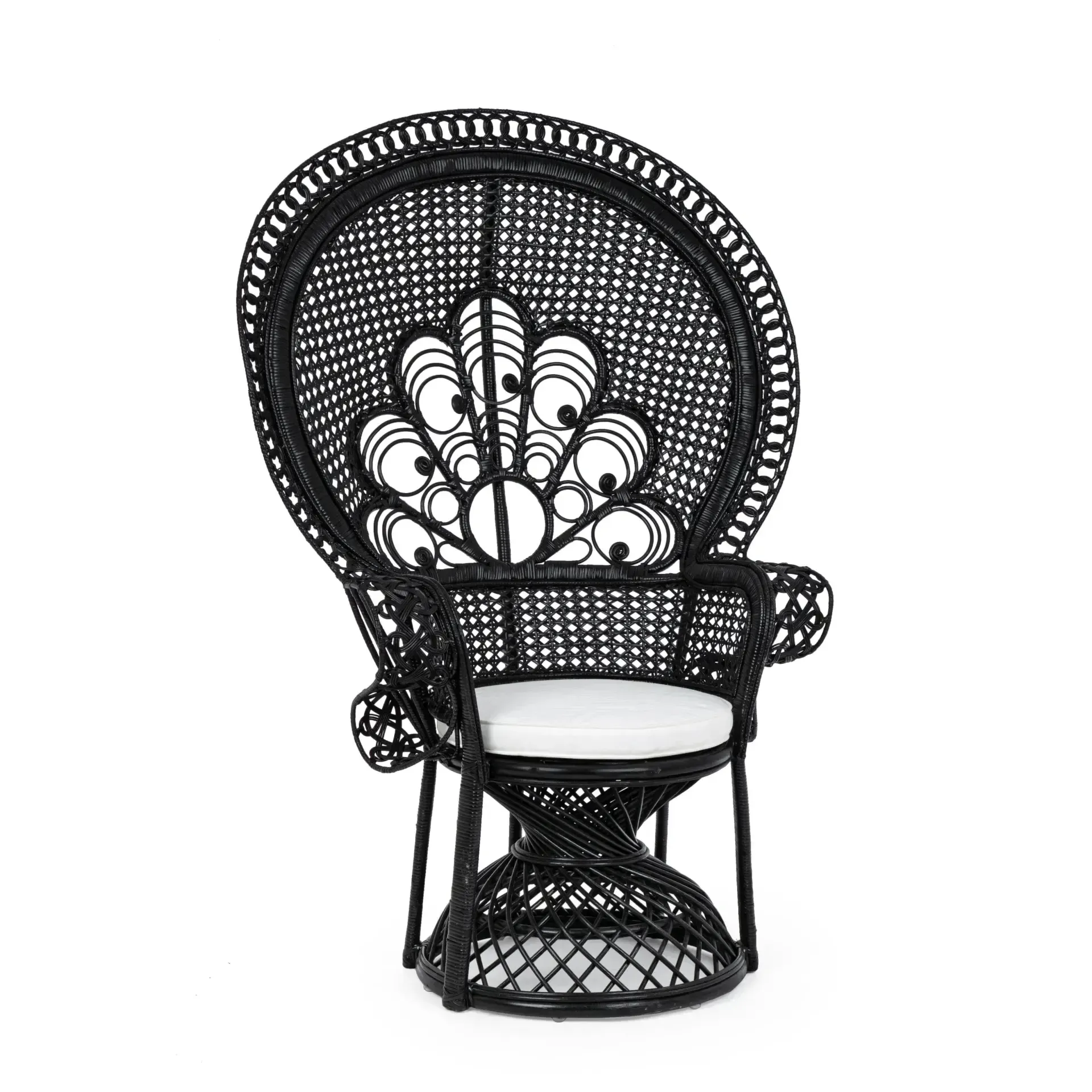 Fotel PEACOCK Bizzotto czarny rattanowy 106x71x148