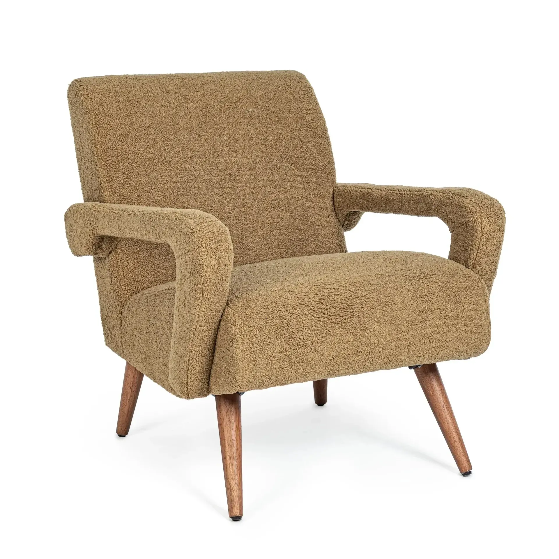 Fotel BERNA Bizzotto brązowy tkanina tapicerska z efektem wełny 65x79x74