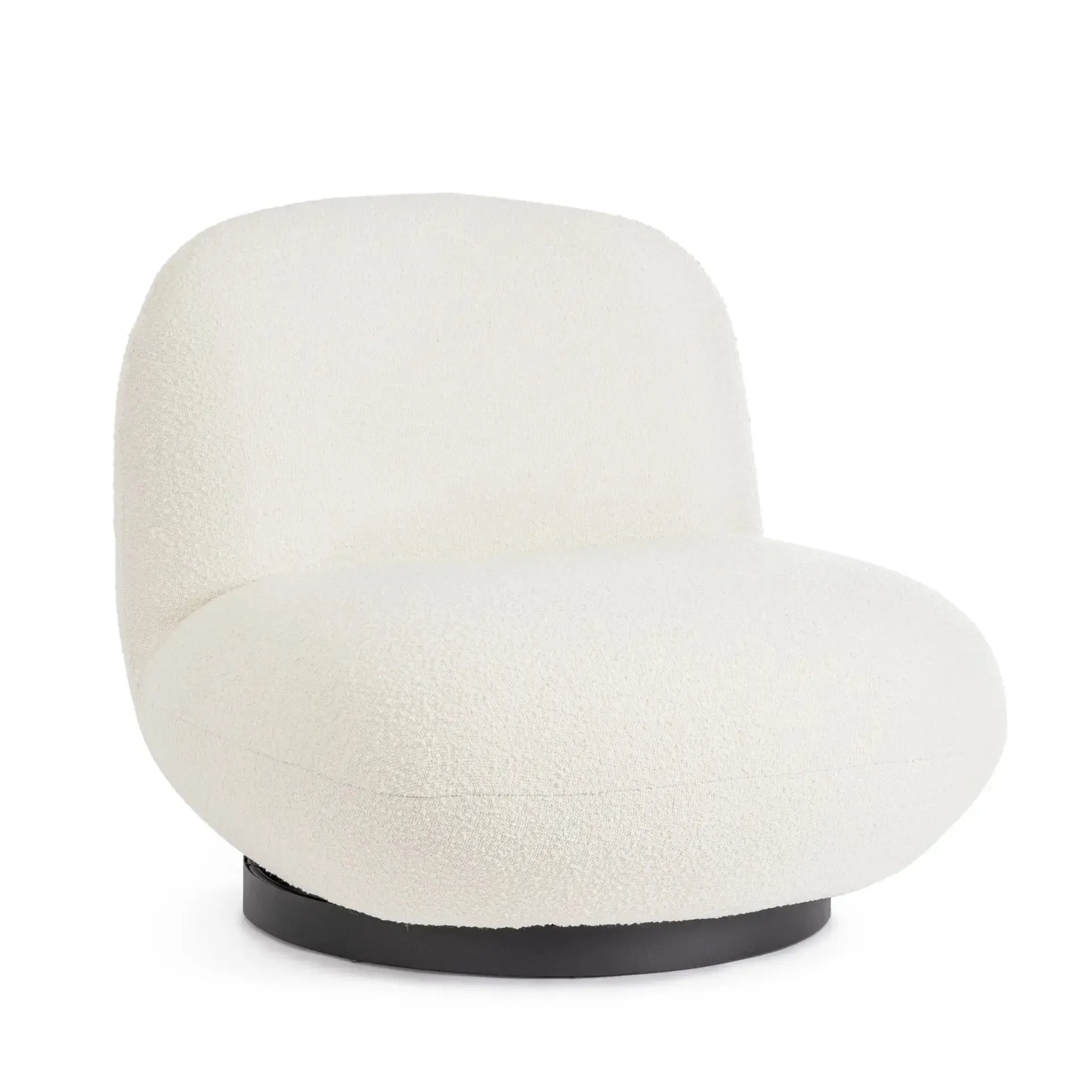 Fotel obrotowy MARGOT Bizzotto biały tkanina tapicerska z efektem boucle 81x95x71