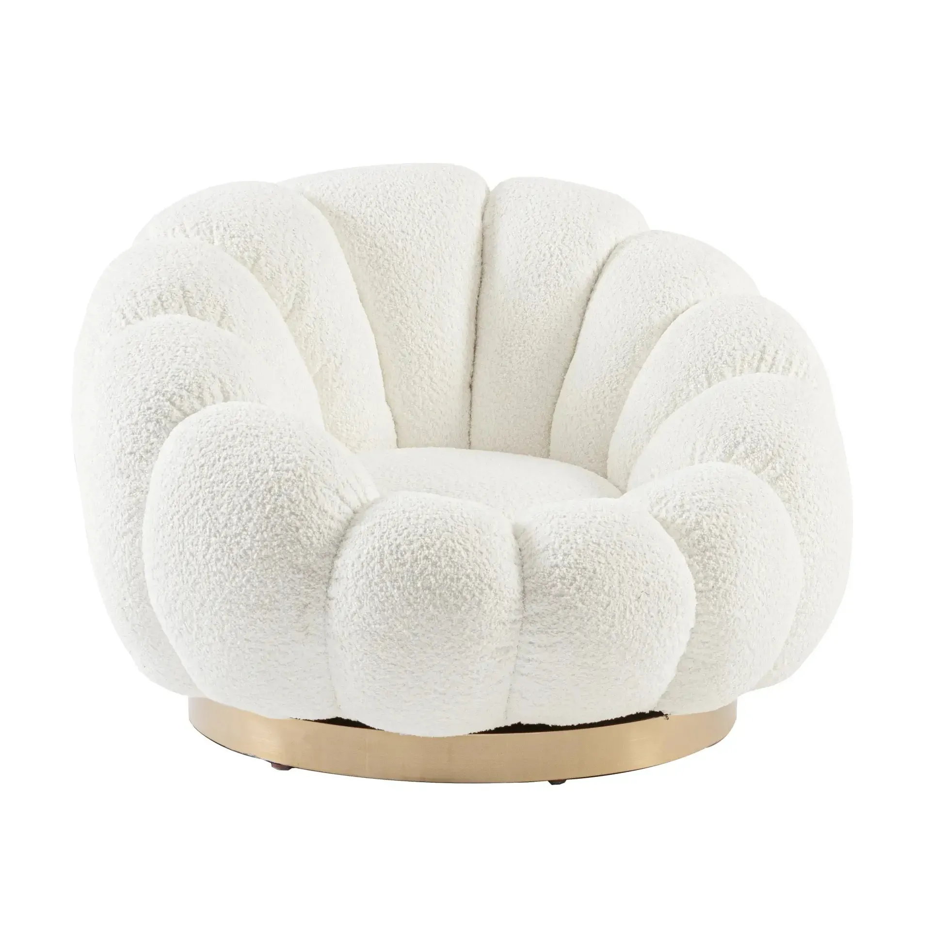 Fotel obrotowy FLOREL Bizzotto biały tkanina tapicerska z efektem boucle 98x97x69