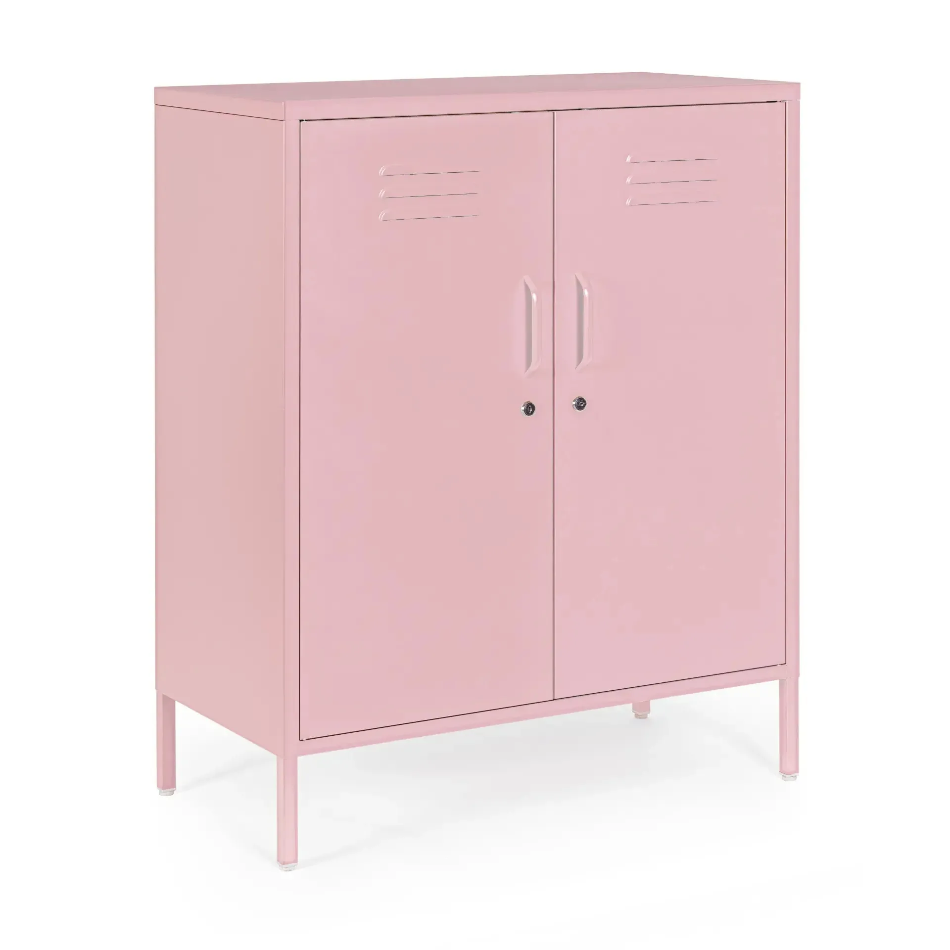 Kredens CAMBRIDGE Bizzotto różowy stalowy 40x80x101.5