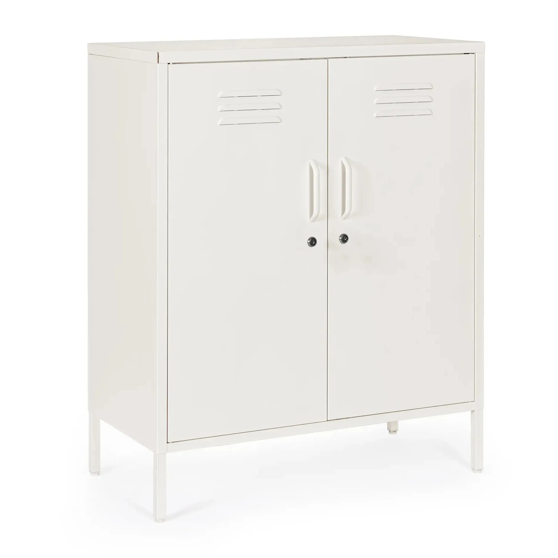 Kredens CAMBRIDGE Bizzotto biały stalowy 40x80x101.5