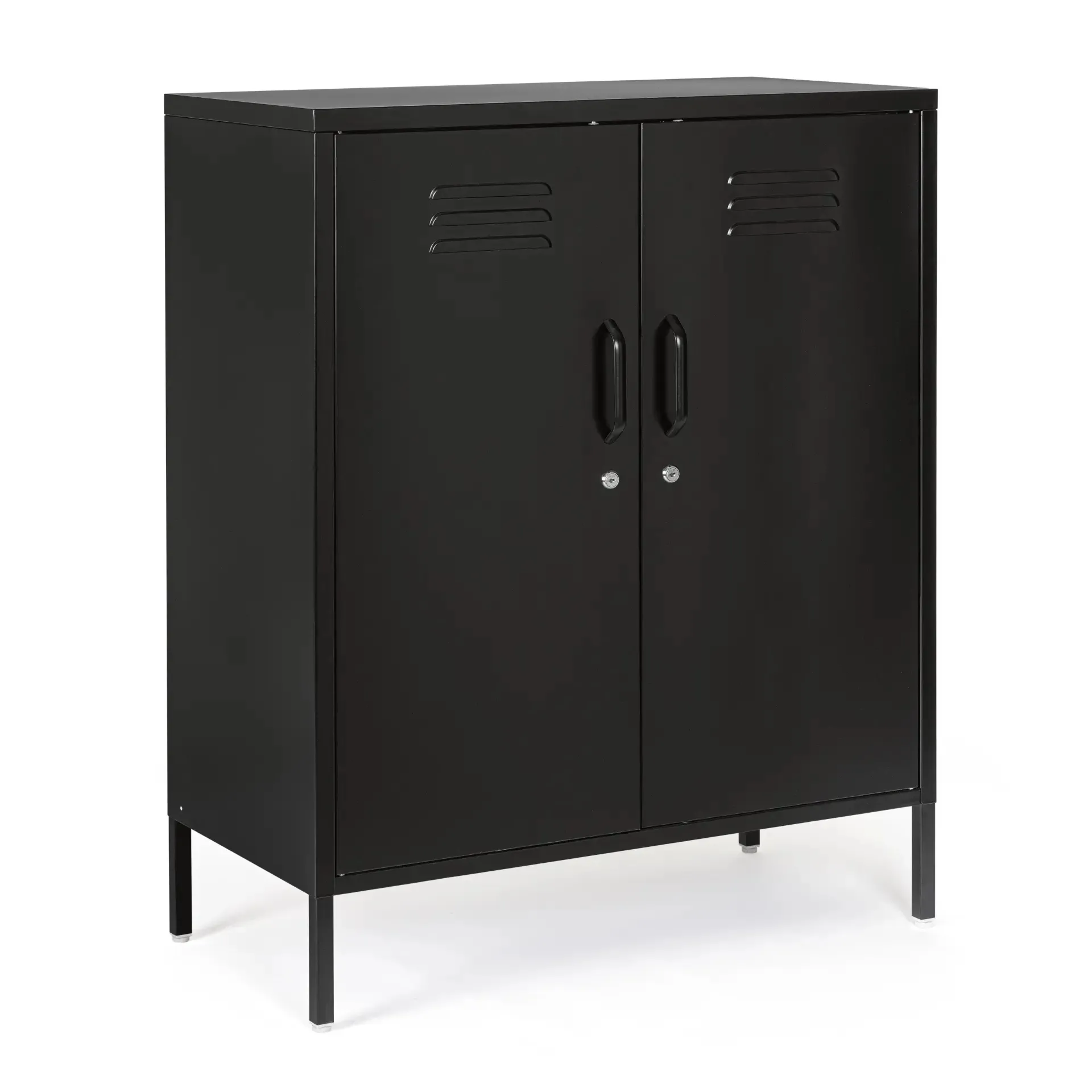 Kredens CAMBRIDGE Bizzotto czarny stalowy 40x80x101.5