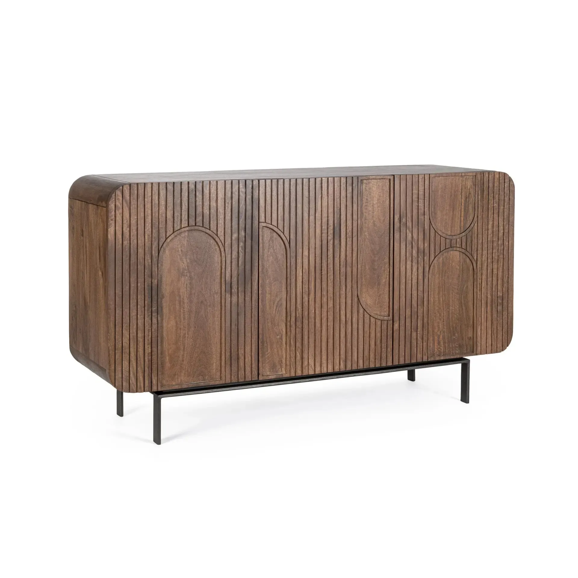 Kredens ORISSA Bizzotto naturalny drewno + stal + MDF 145x42x82