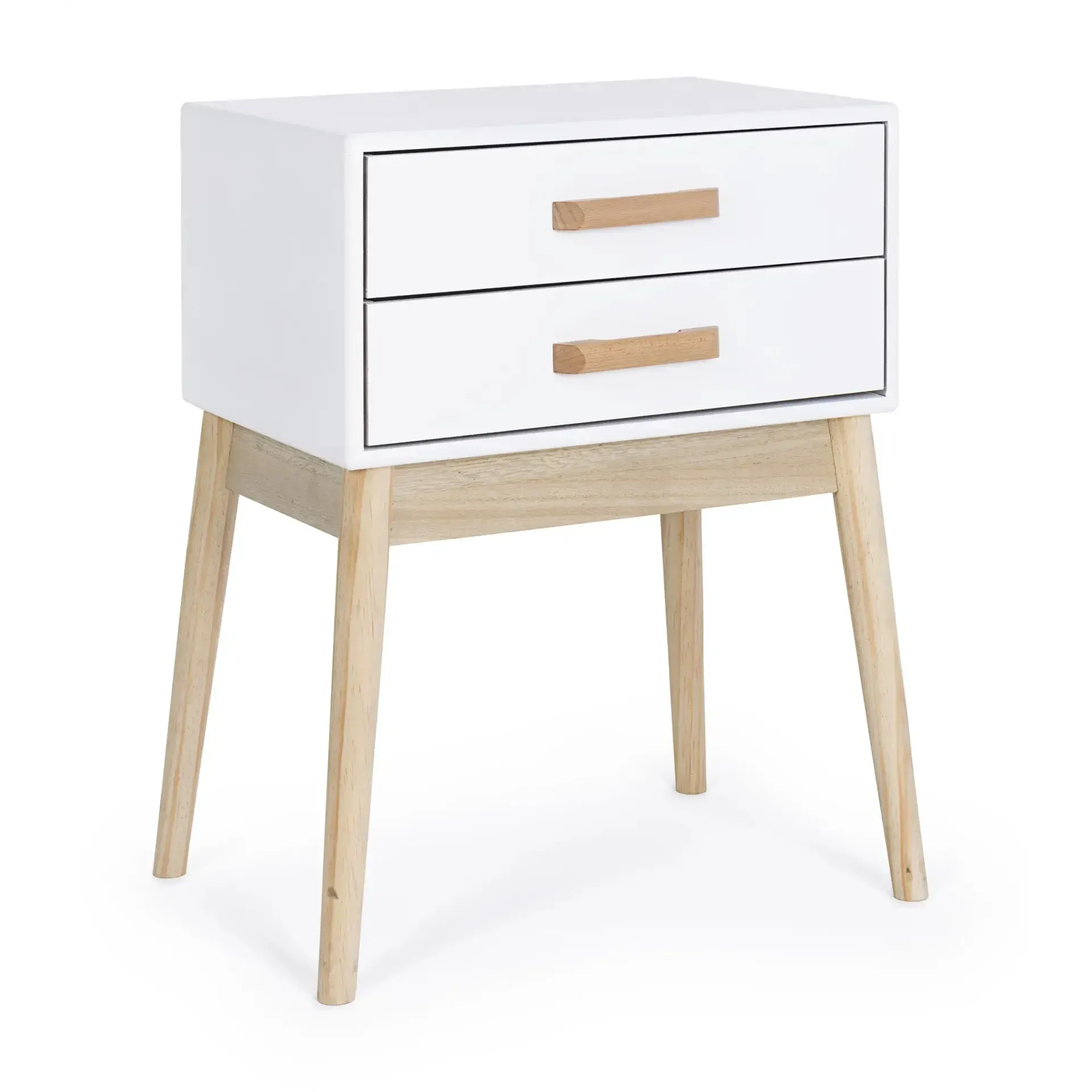 Szafka nocna ORDINARY Bizzotto biała drewniana 43x30x58