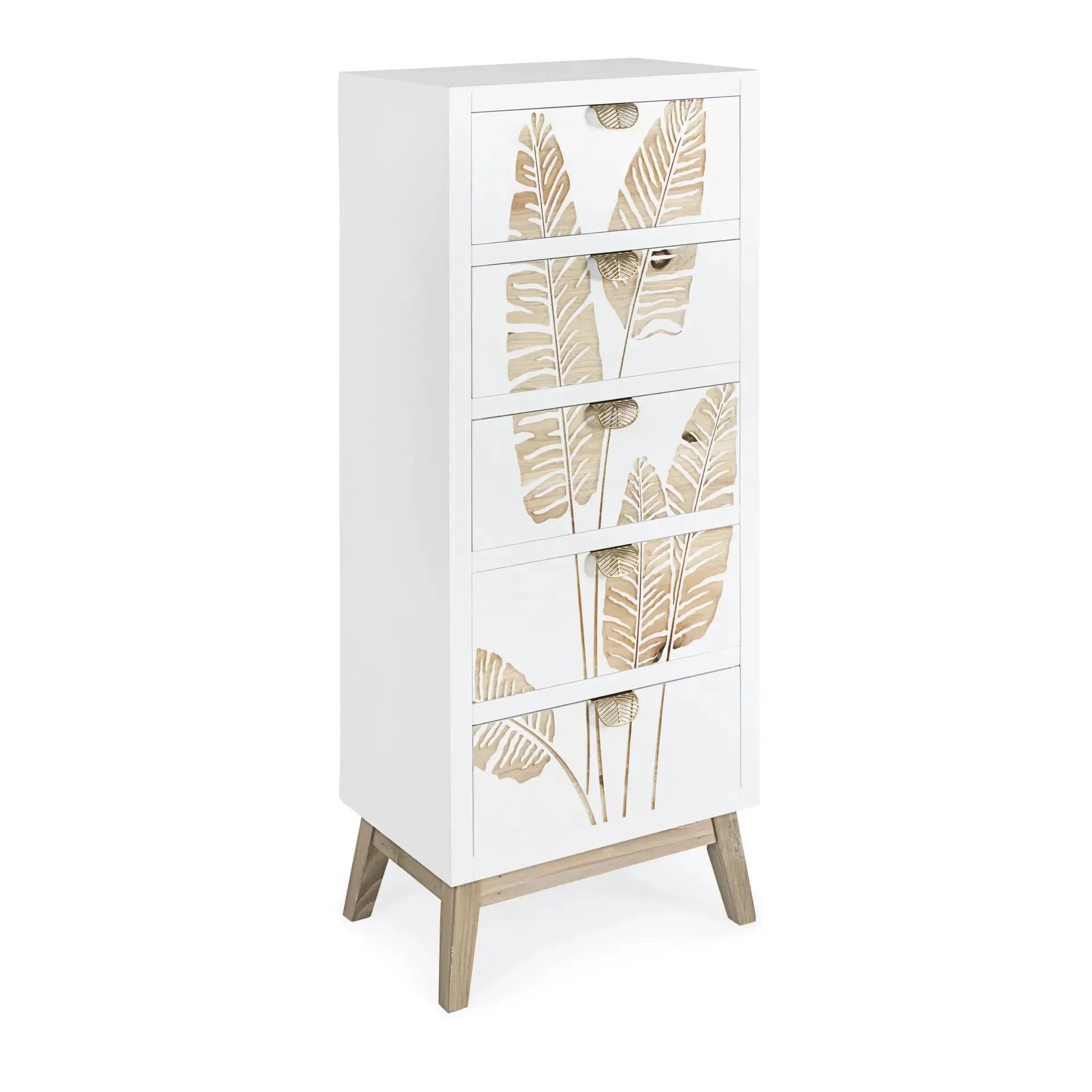 Komoda FOLIUM Bizzotto biała drewniana 45x30x109.5