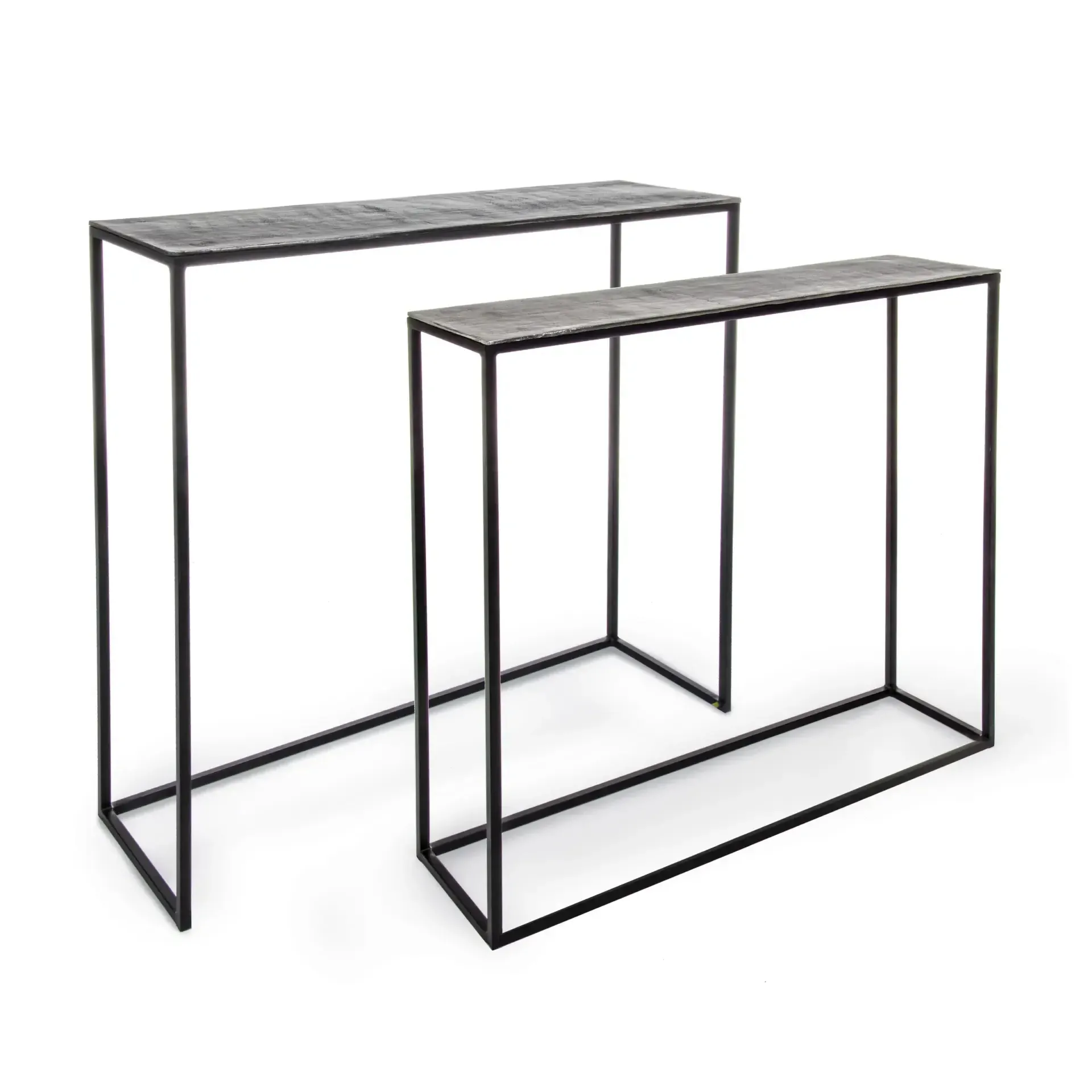 Zestaw konsol TAHIR Bizzotto czarna aluminium + stal 90x25x72 | 100x29x82