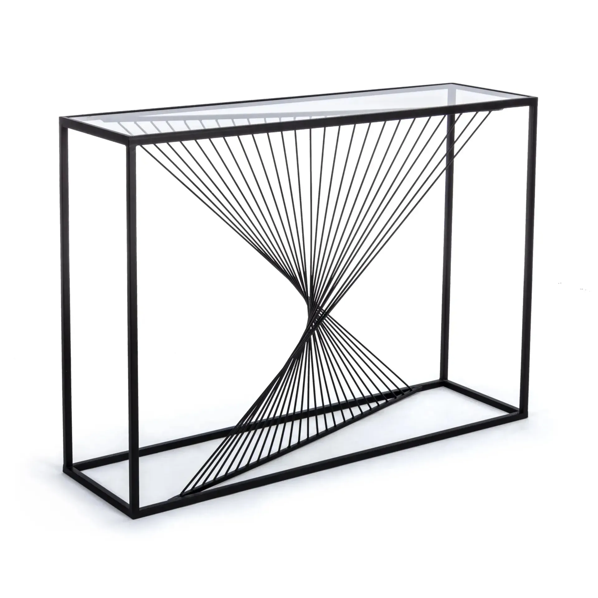 Konsola ESPIRAL Bizzotto czarna szkło + stal 107x30.5x79