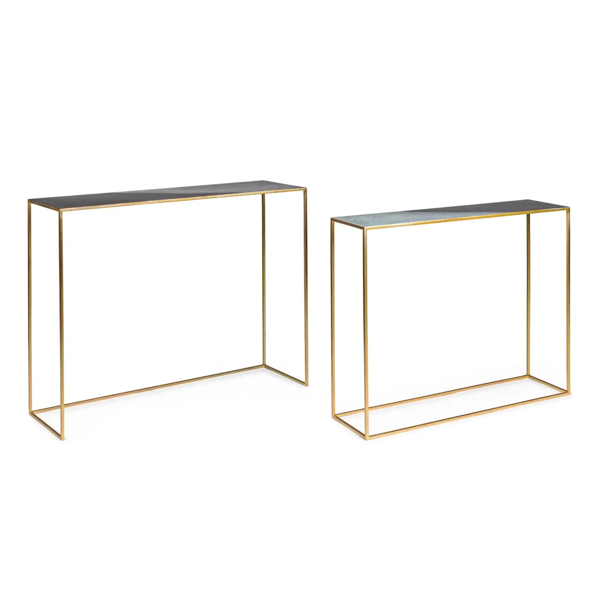 Zestaw konsol DESUR Bizzotto złotych stalowa 80x25x70 | 100x28x80