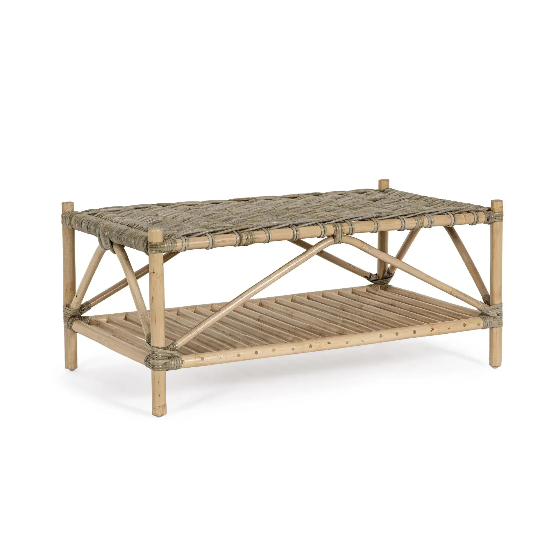 Stolik kawowy TARIFA Bizzotto naturalny rattanowy 96x56x43.5