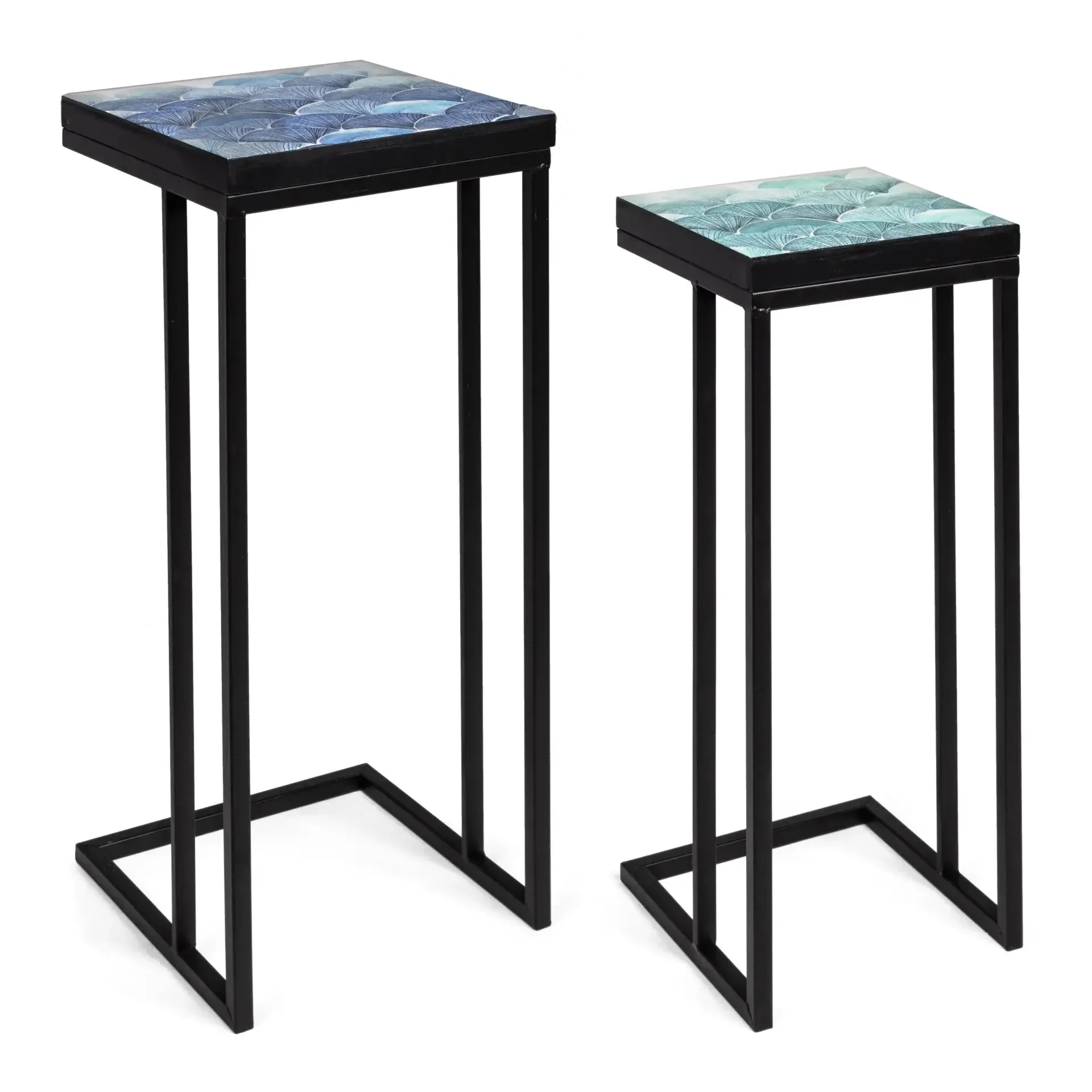 Zestaw stolików kawowych REEF Bizzotto czarnych stal + MDF 28x28x66