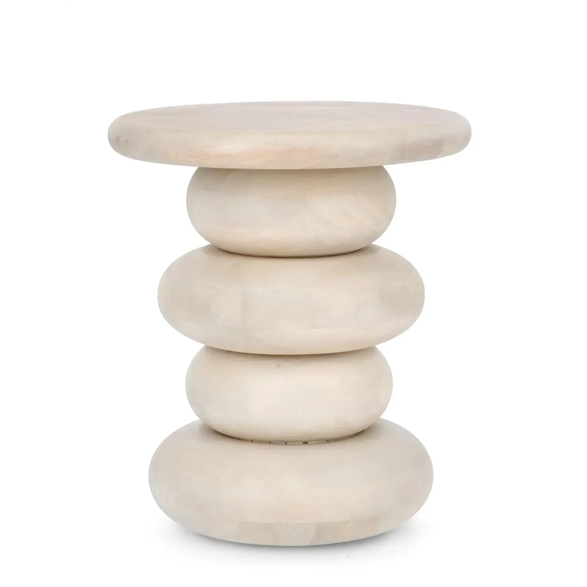 Stolik kawowy LOPEZ Bizzotto biały drewniany Ø40x45