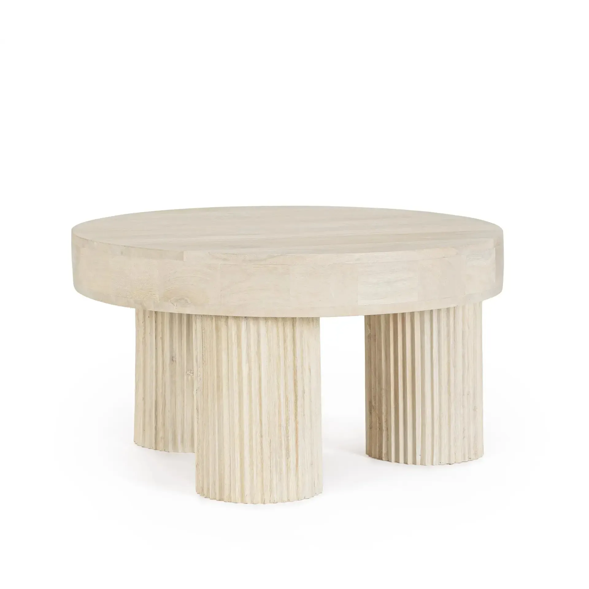 Stolik kawowy DACCA Bizzotto biały drewniany Ø75x41