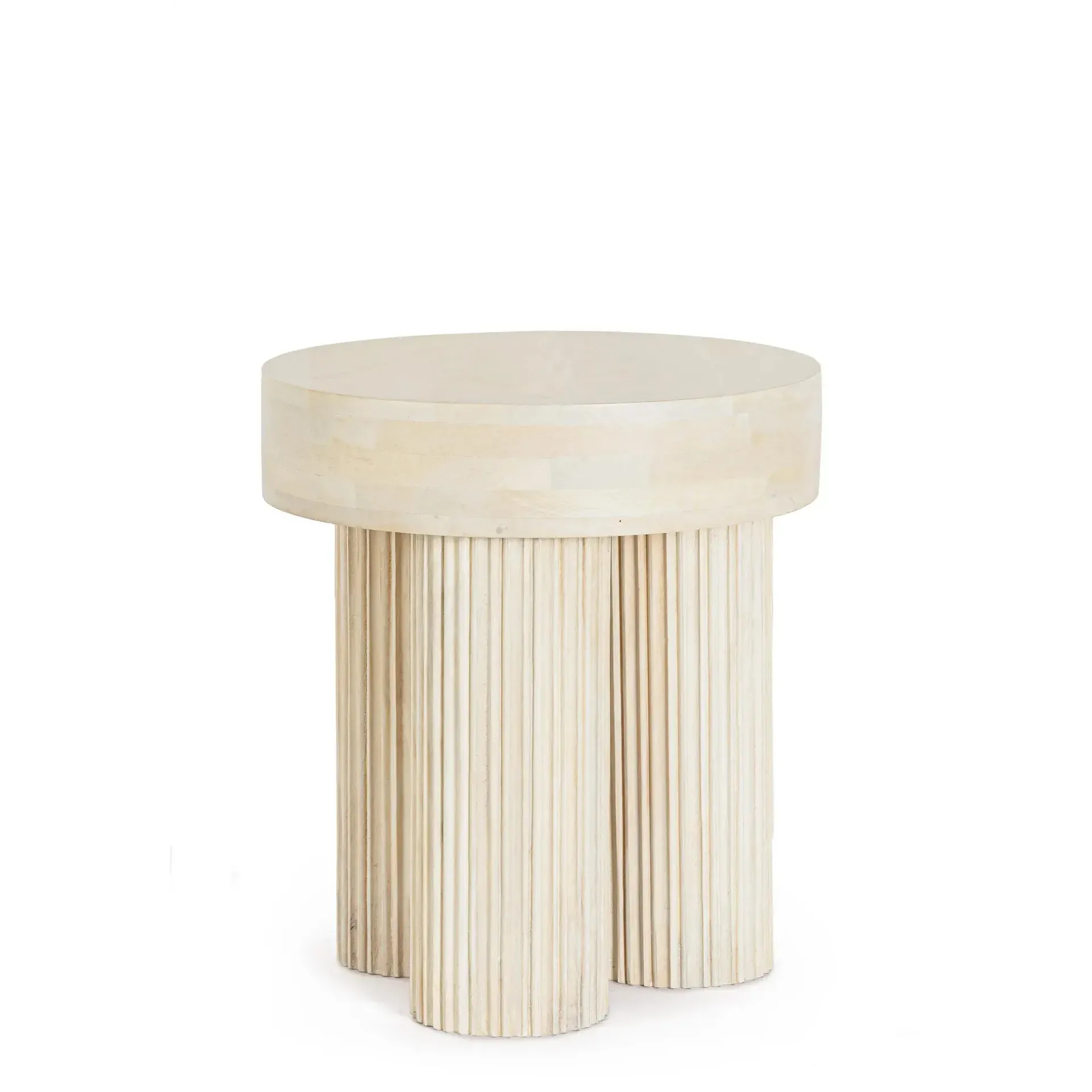 Stolik kawowy DACCA Bizzotto biały drewniany Ø45x50