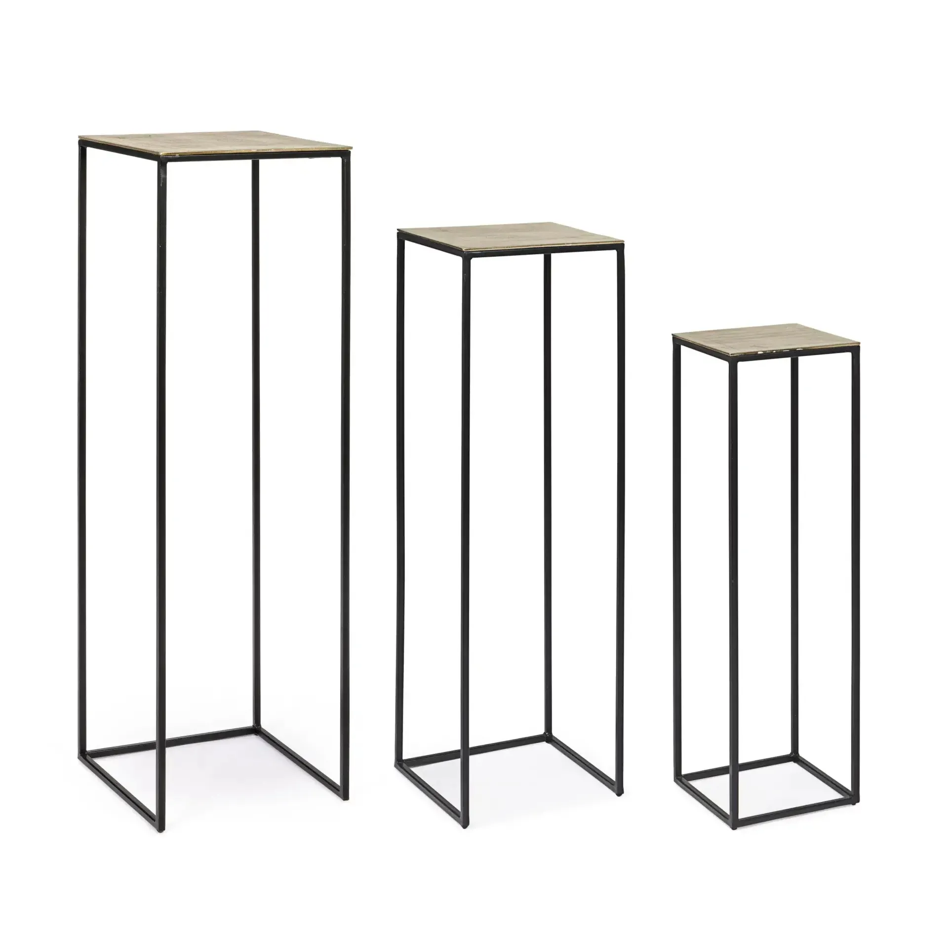 Zestaw stolików kawowych AMIRA Bizzotto czarnych aluminium + stal 25x25x85 | 30x30x100 | 35x35x115