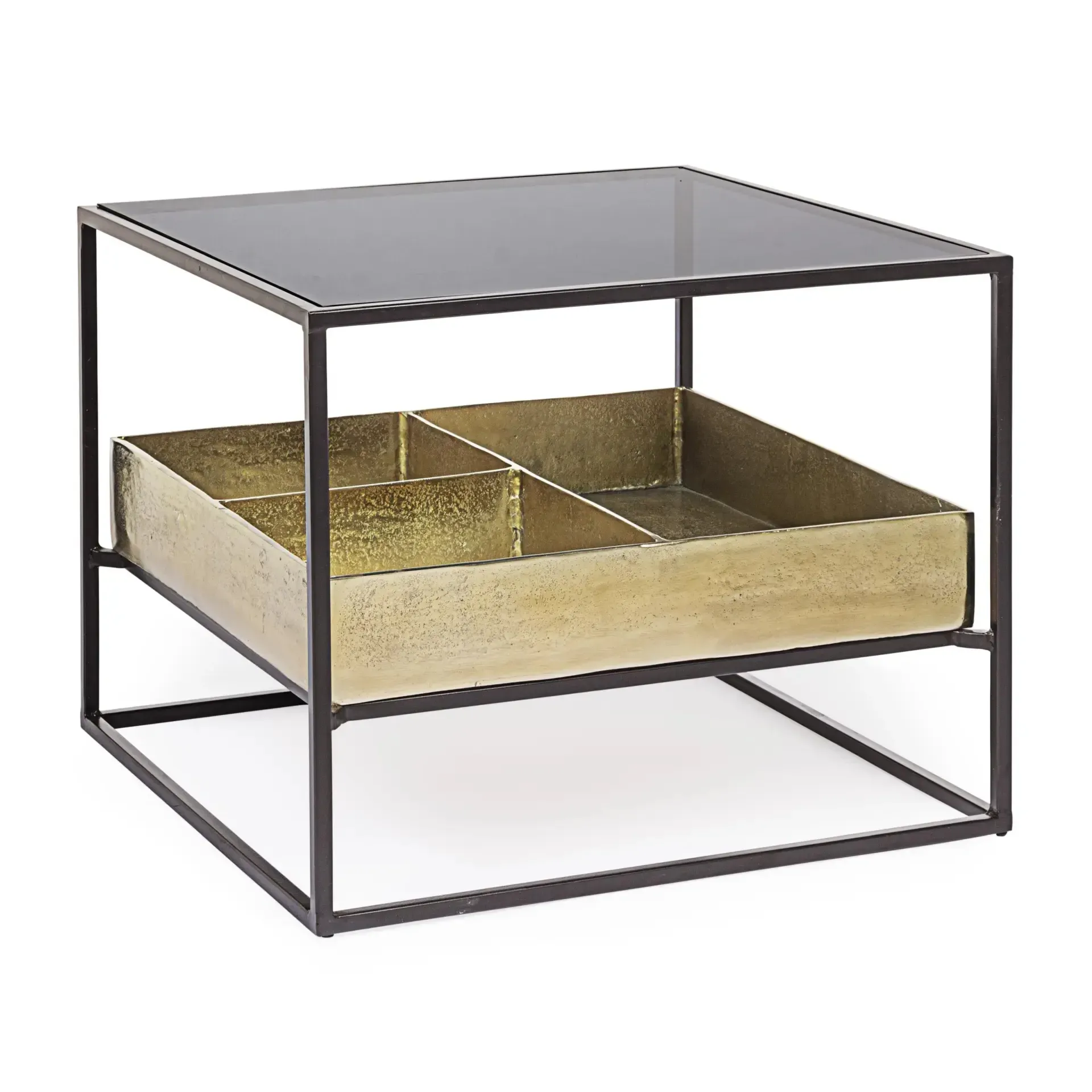 Stolik kawowy MAVILA Bizzotto czarny szkło + aluminium + stal 62x62x50