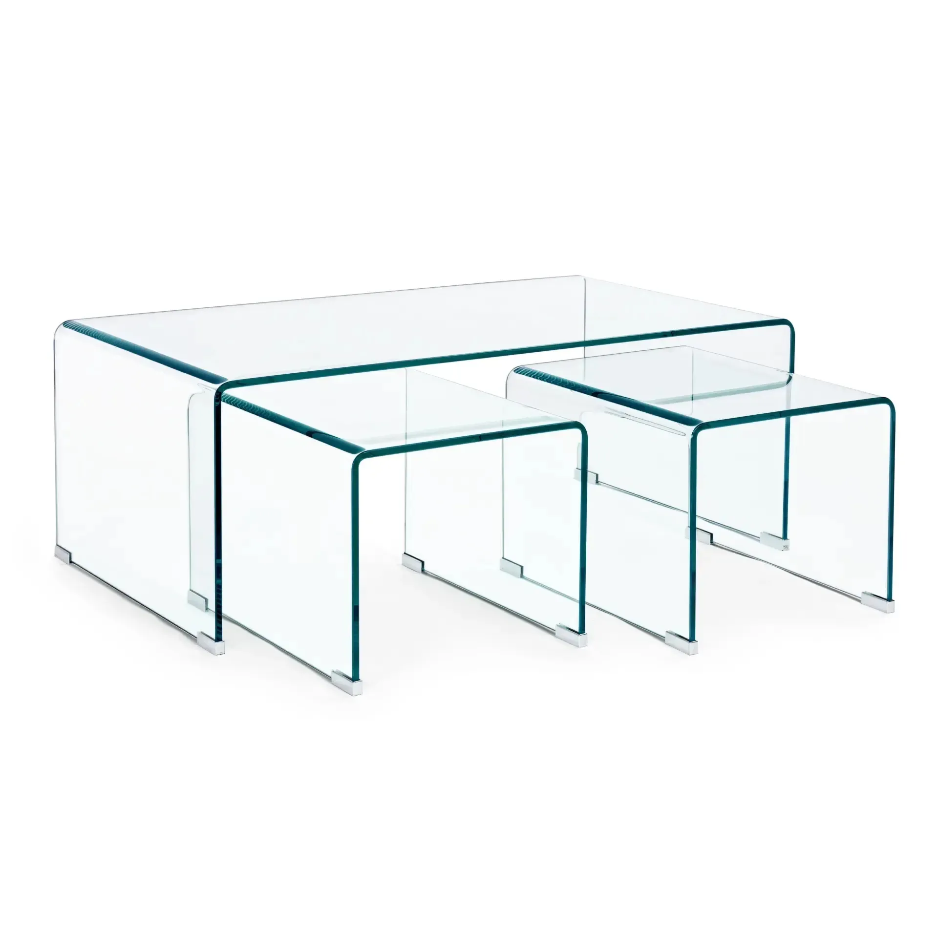 Zestaw stolików kawowych IRIDE Bizzotto przezroczystych szklanych 110x60x41 | 40x50x35